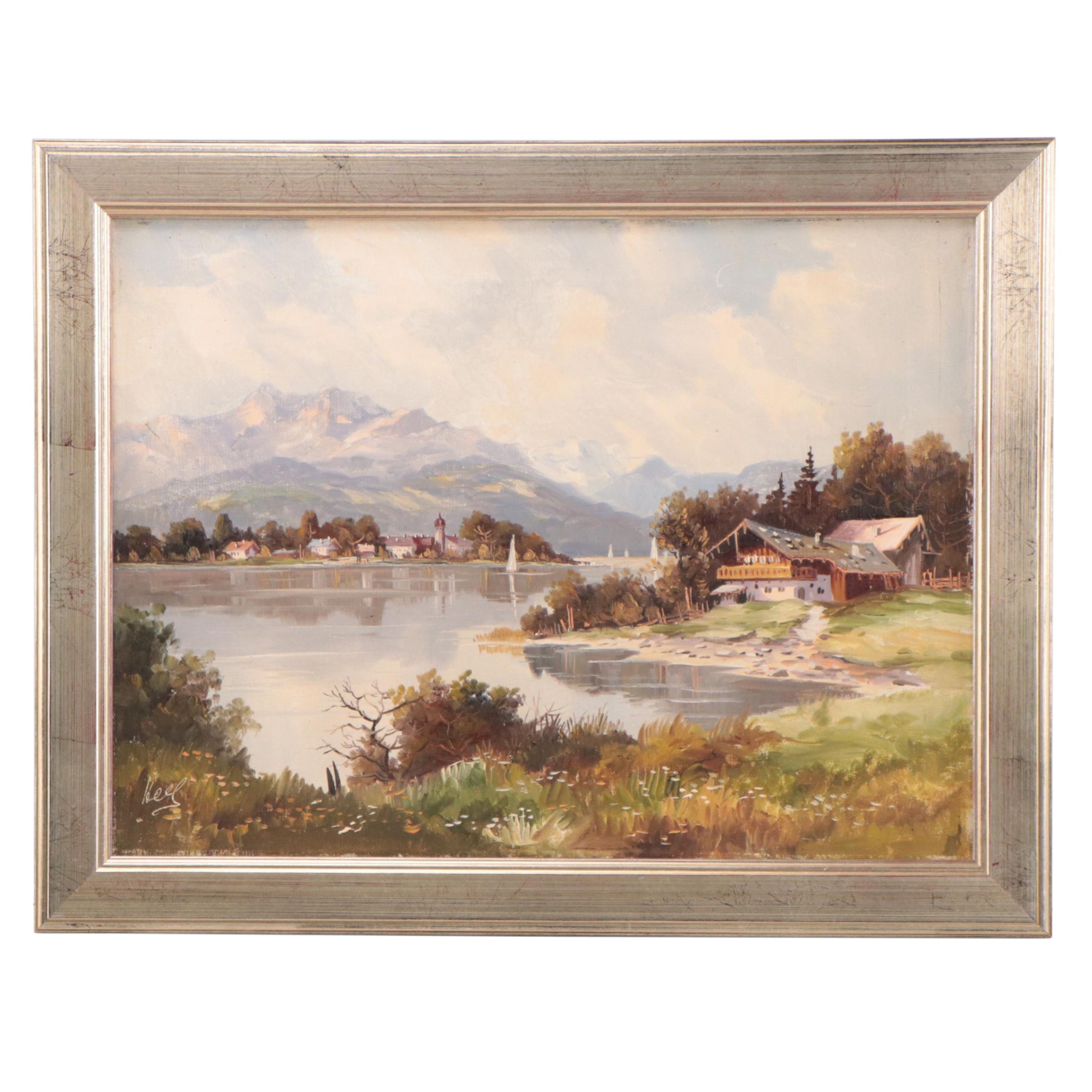 Oil Painting of Mountainous Landscape