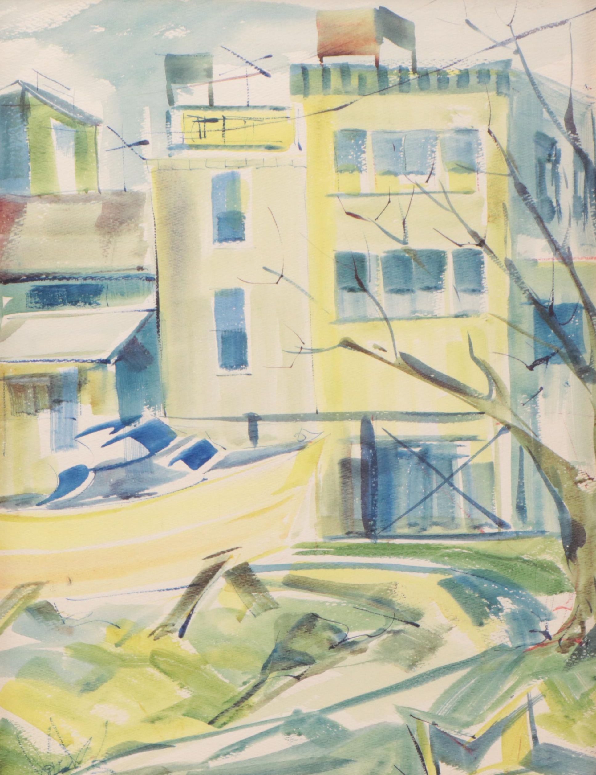 Watercolor Painting of Cityscape