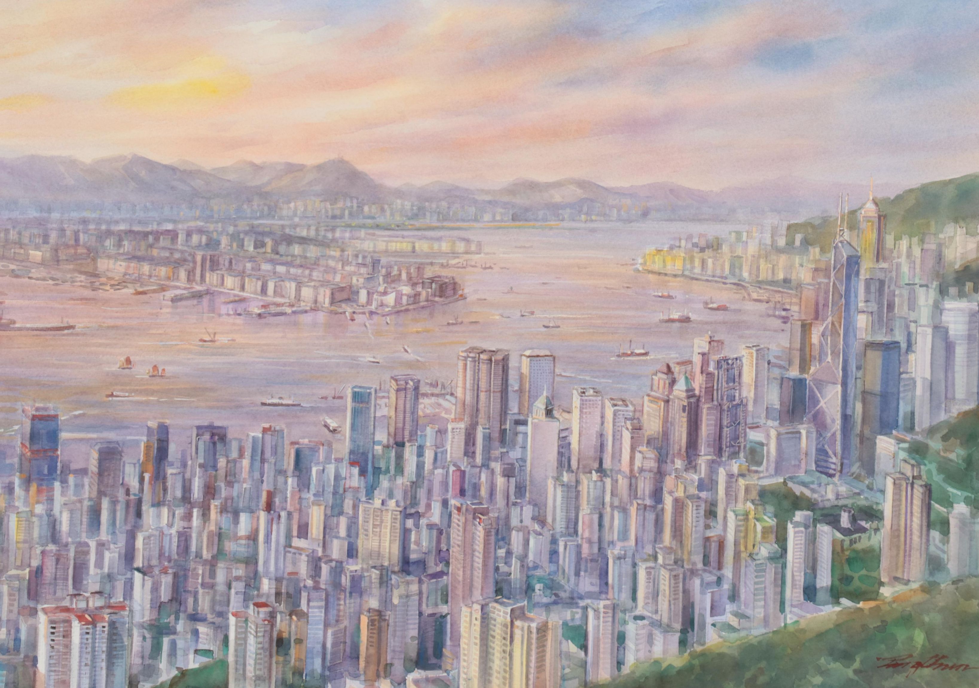 Metropolitan Bay Area Landscape Watercolor Painting