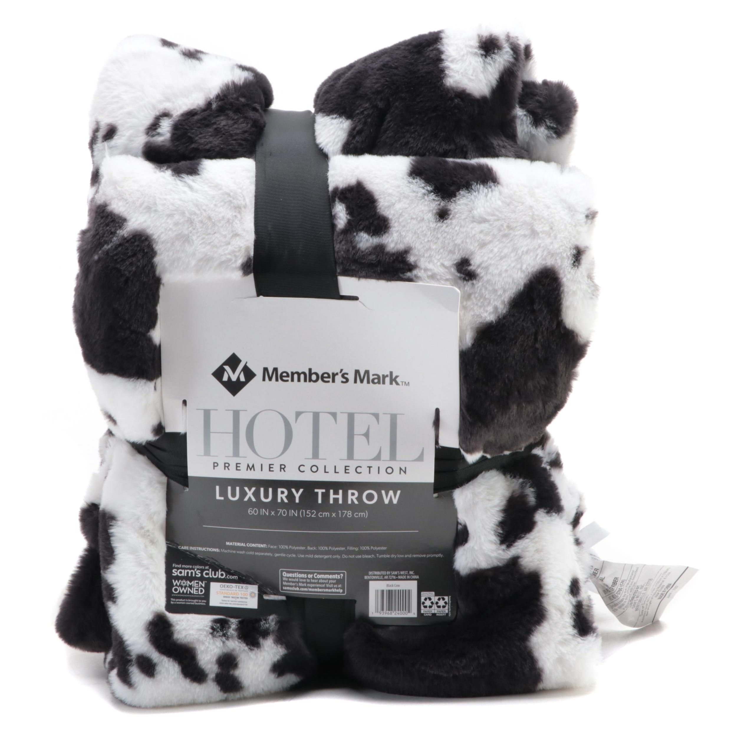 Member's Mark Hotel Premier Collection Luxury Throw Blanket in Black Cow