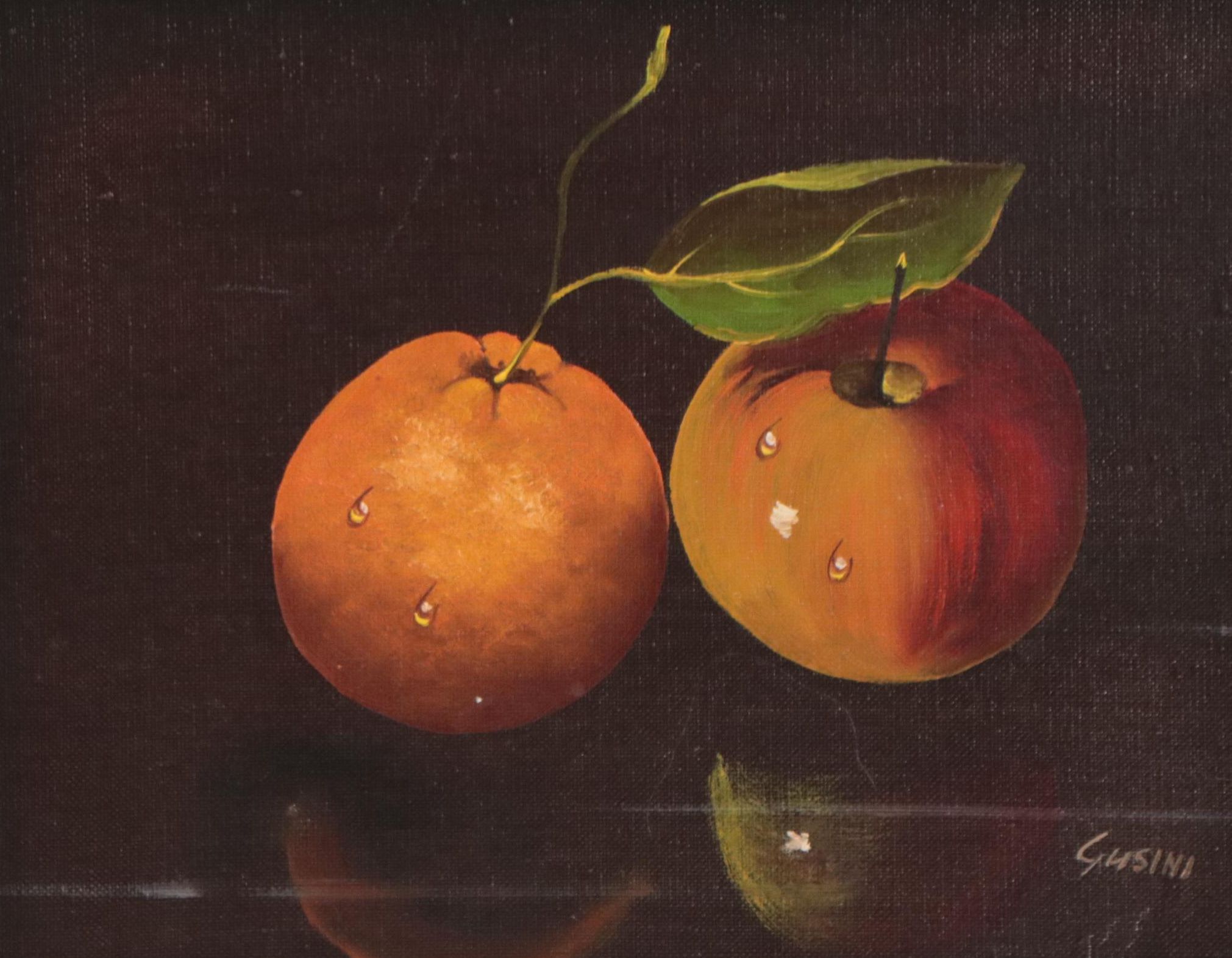 Antonio Gusini Oil Painting of Fruit Still Life