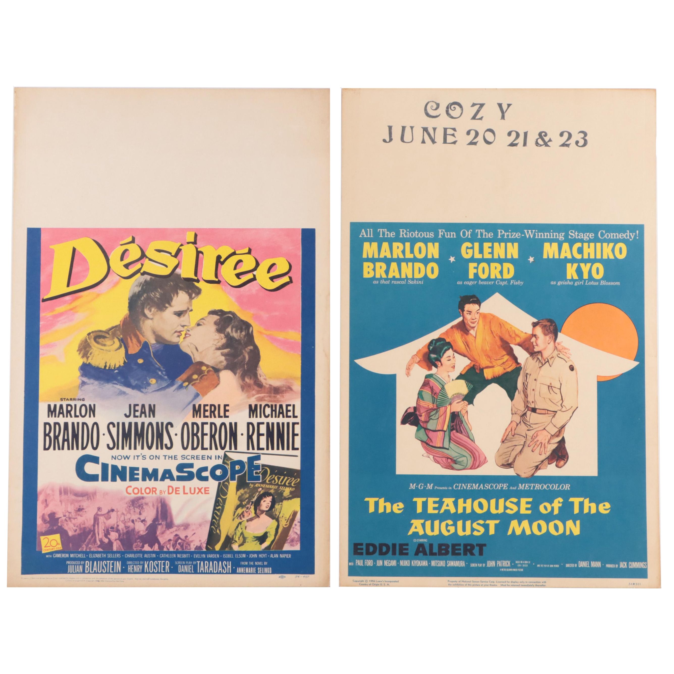 "Désirée" and "The Teahouse of The August Moon" Window Cards, 1950s