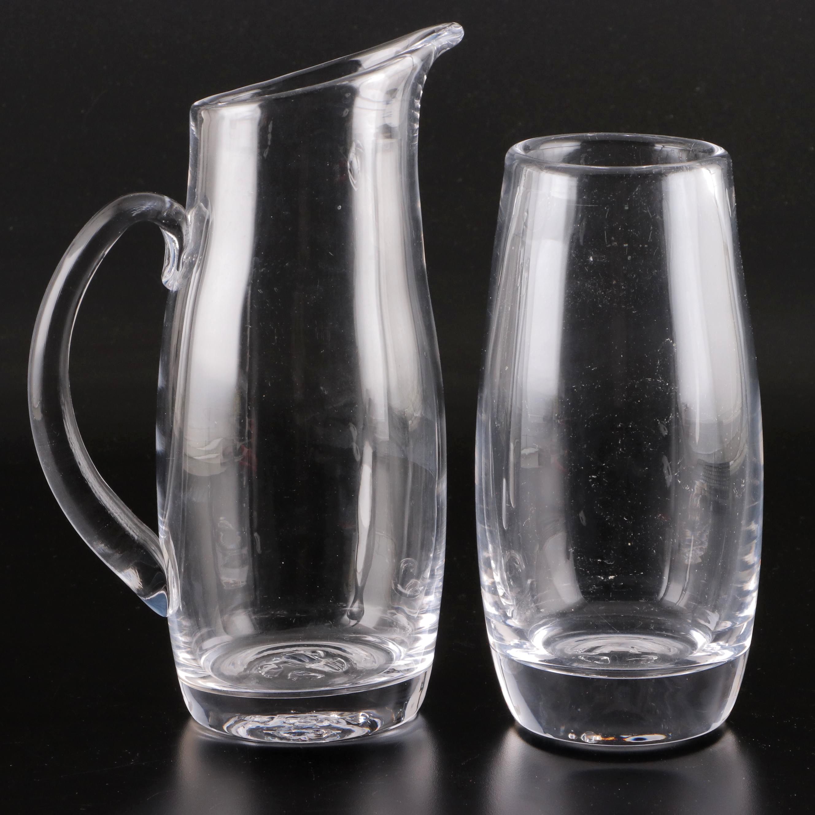 Simon Pearce Glass Vase and Pitcher