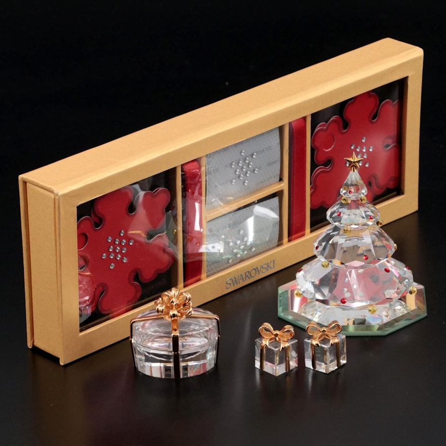 Swarovski Crystal Christmas Tree and Crystal Boxes and Gift Tags