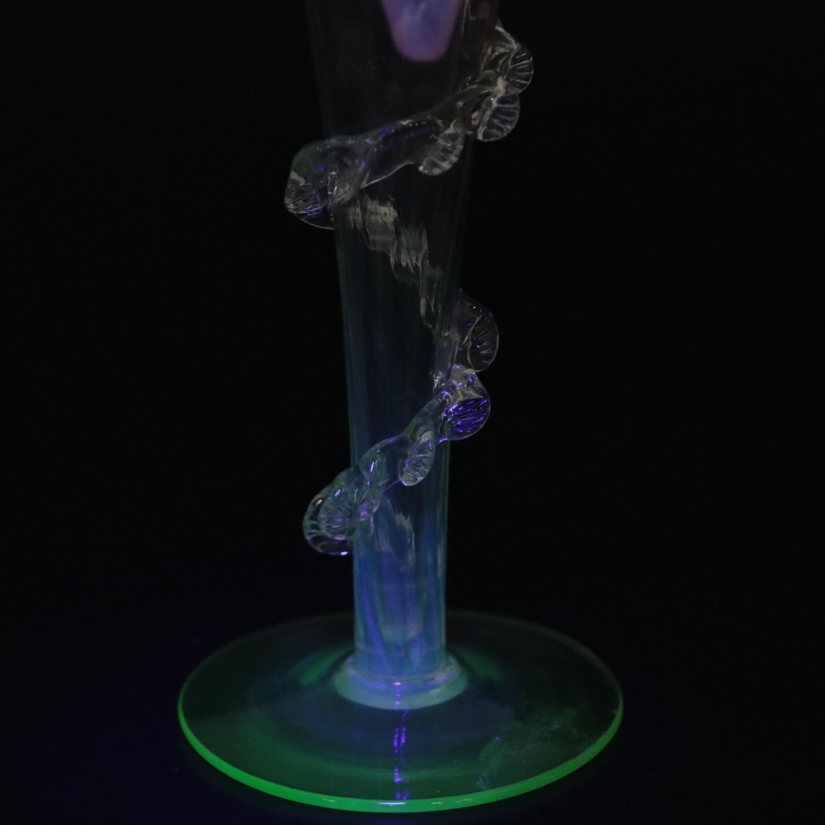 English Uranium Footed and Other  Cranberry Glass Jack-in-the-Pulpit Vases