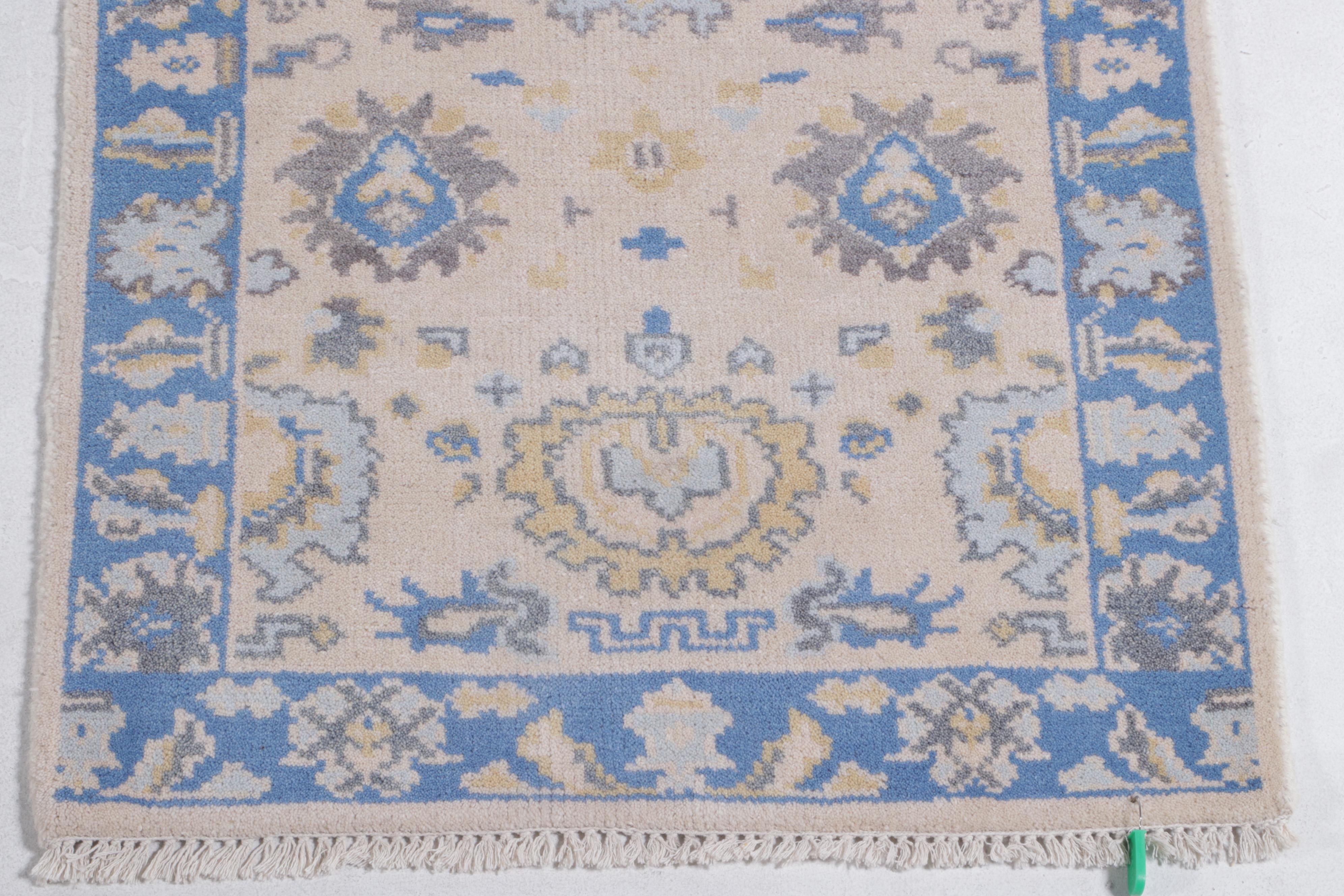 2'7 x 8'2 Hand-Knotted Indo-Turkish Oushak Carpet Runner