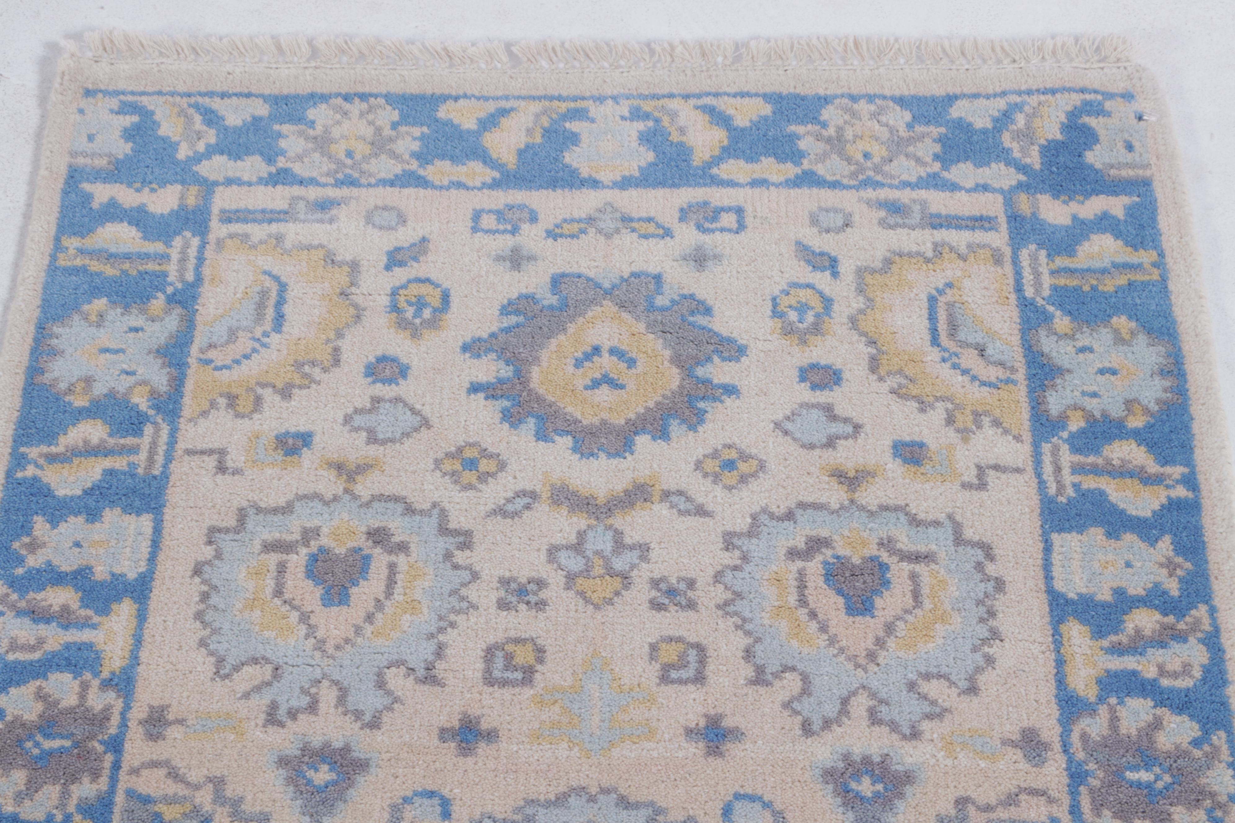2'7 x 8'2 Hand-Knotted Indo-Turkish Oushak Carpet Runner