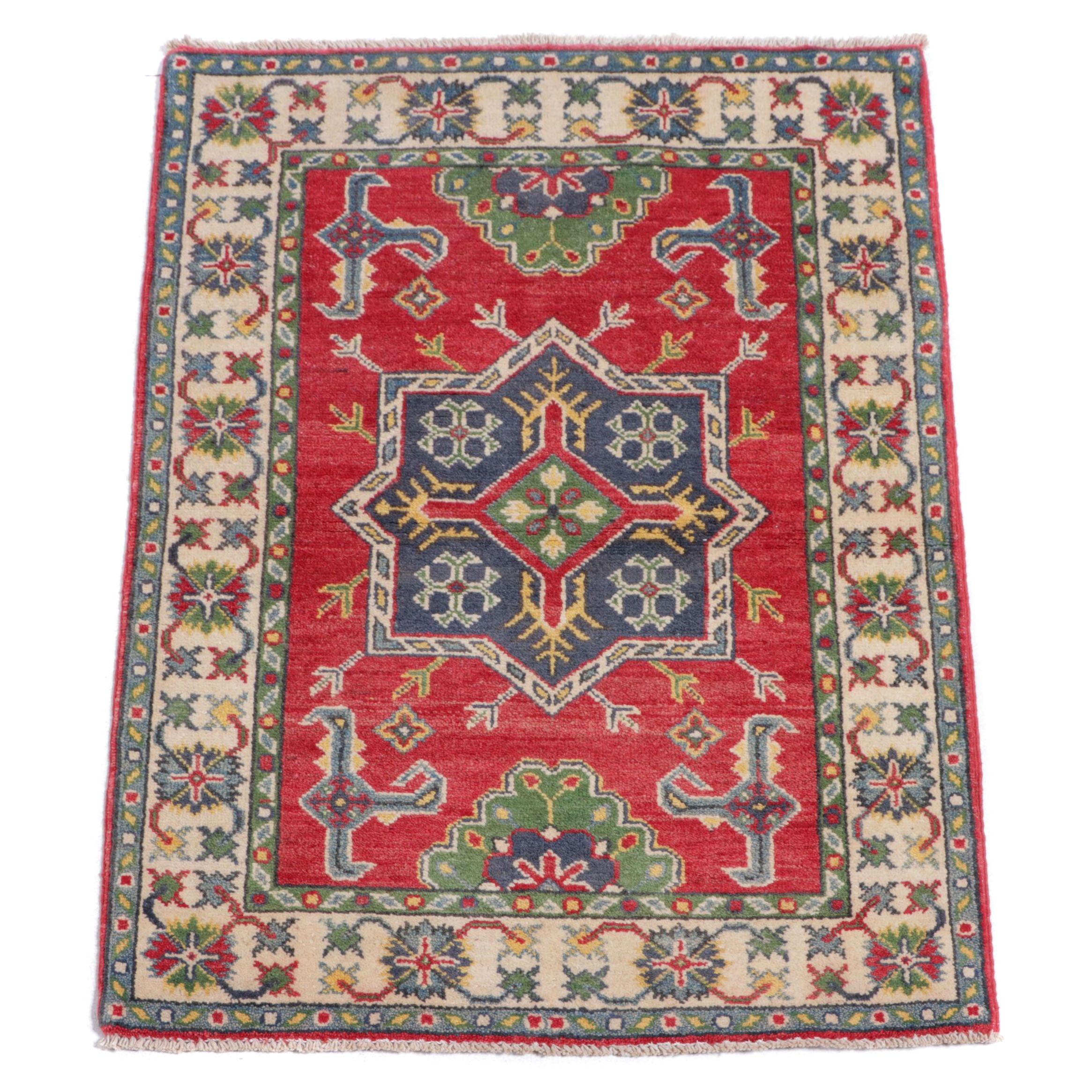 2'8 x 3'10 Hand-Knotted Pakistani Kazak Accent Rug