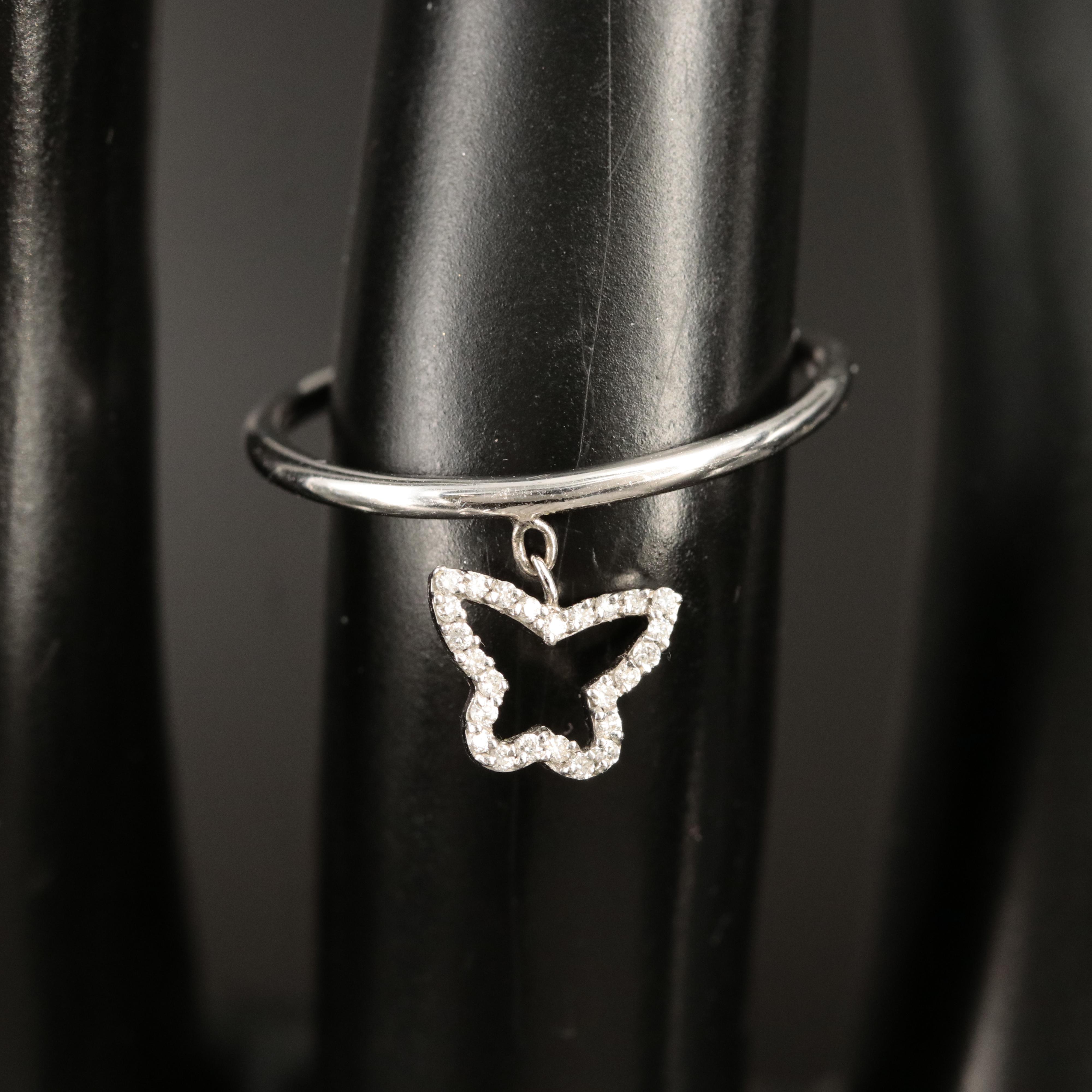 14K 0.06 CTW Diamond Butterfly Charm Ring