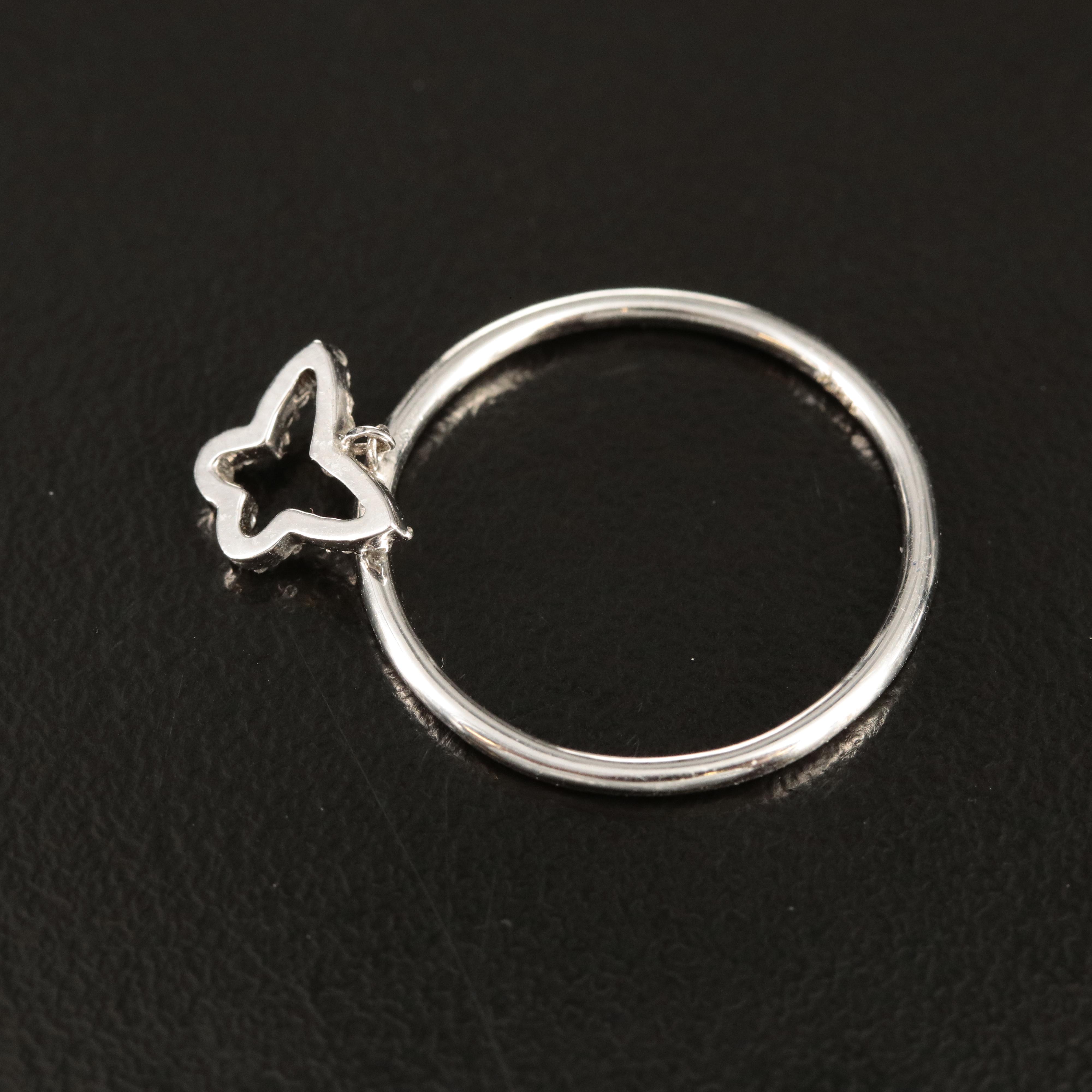 14K 0.06 CTW Diamond Butterfly Charm Ring