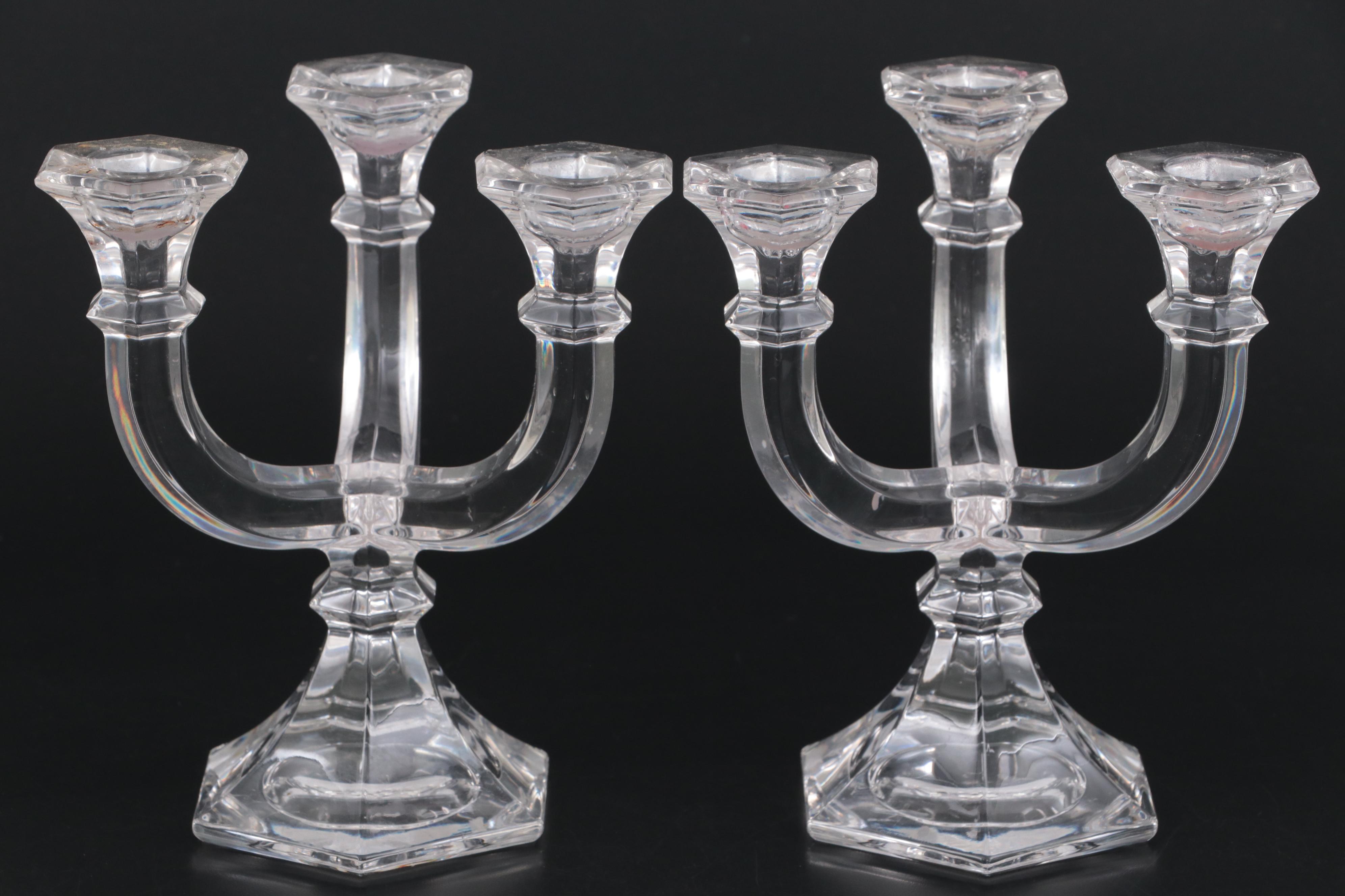Villeroy & Boch Glass Vase with Other Three Arm Candelabras