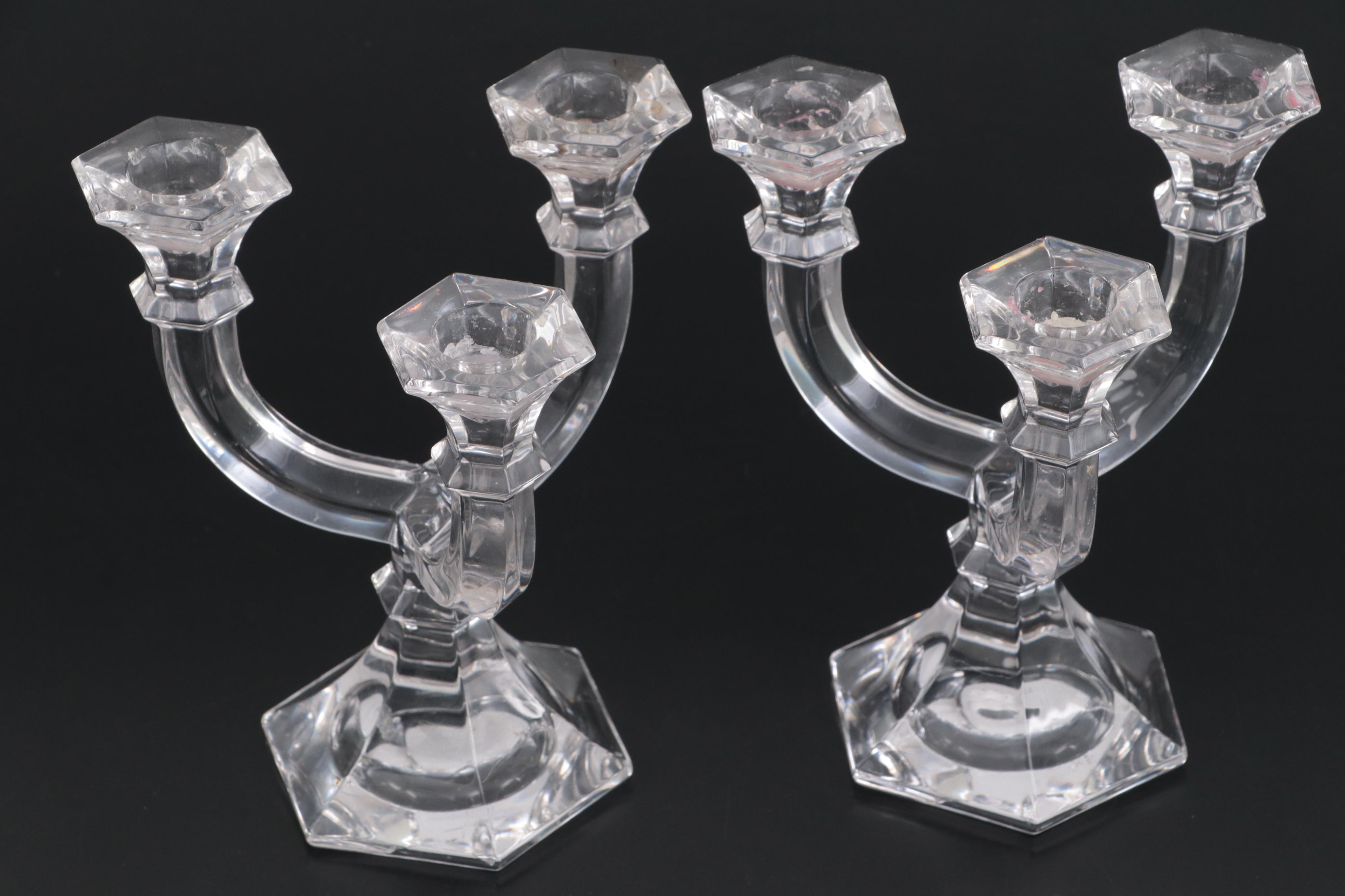 Villeroy & Boch Glass Vase with Other Three Arm Candelabras