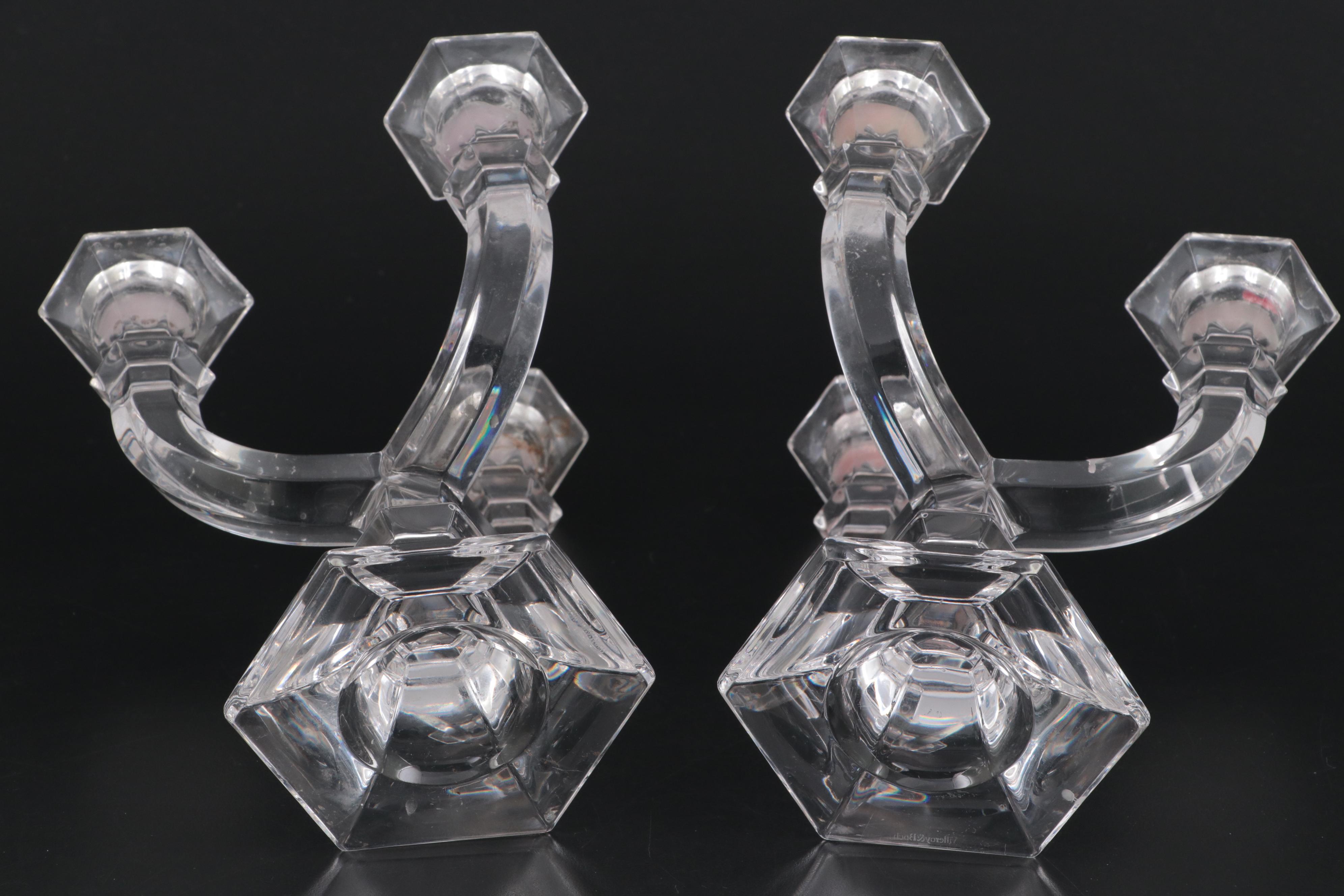 Villeroy & Boch Glass Vase with Other Three Arm Candelabras