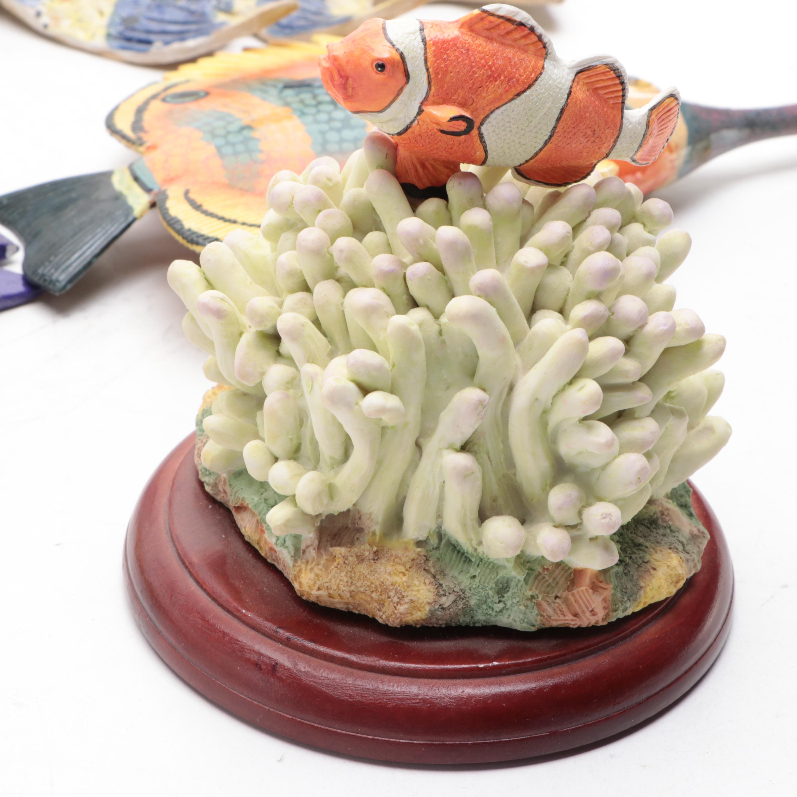 Clay Angelfish with Clownfish, Turtles, Corals and More Marine Figurines