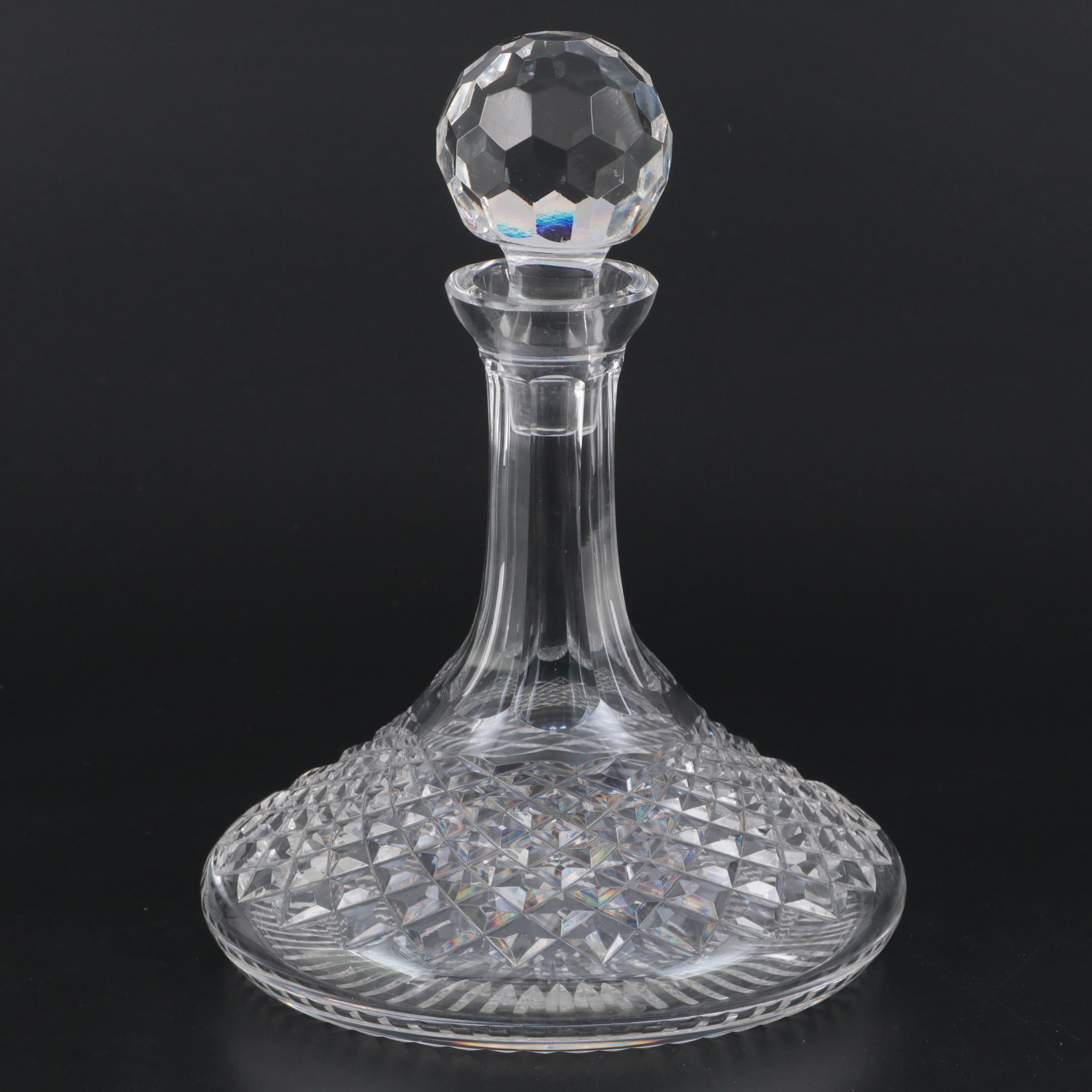 Waterford Crystal "Alana" Ship's Decanter with Candlesticks and Shot Glass