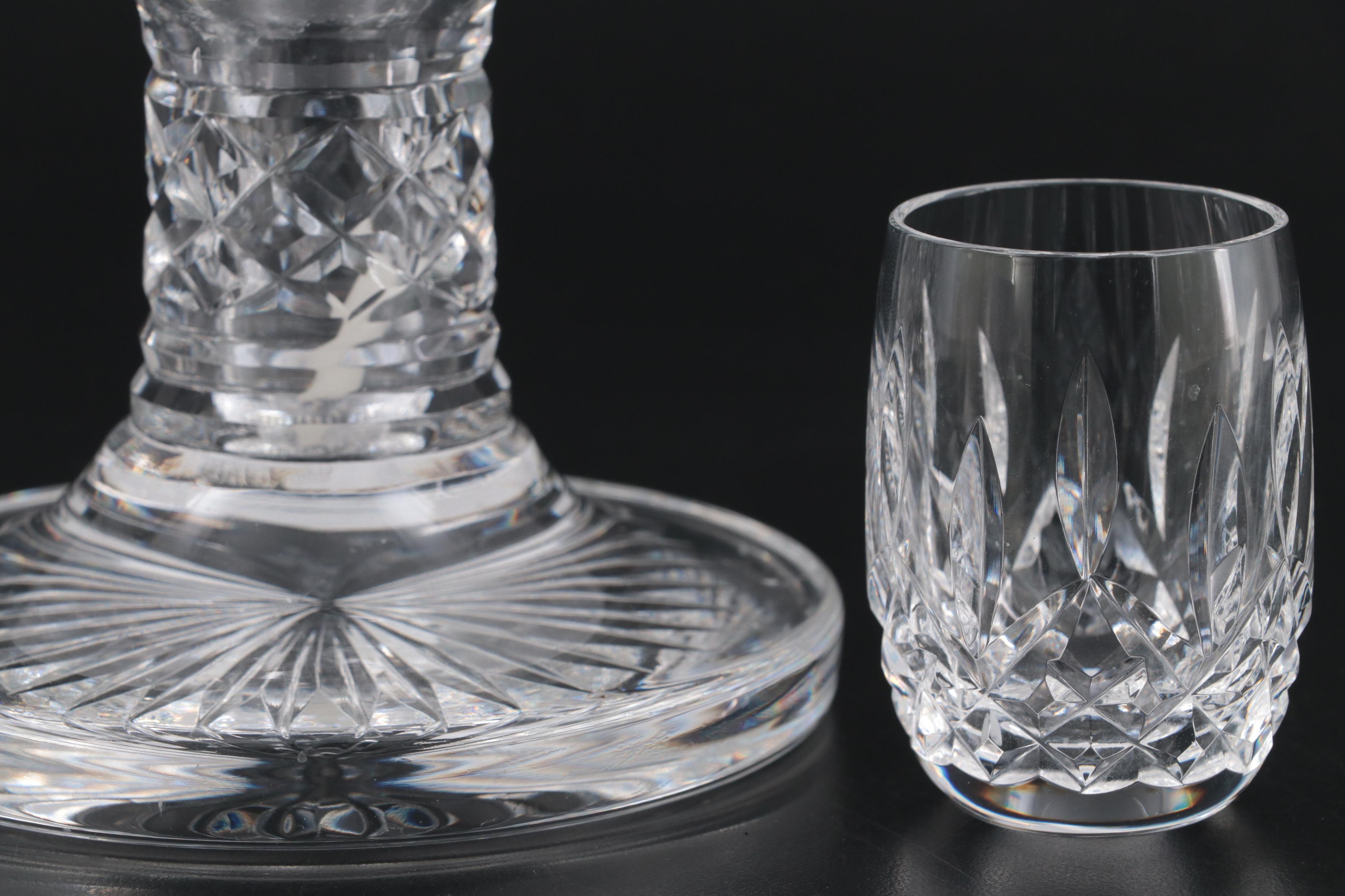 Waterford Crystal "Alana" Ship's Decanter with Candlesticks and Shot Glass