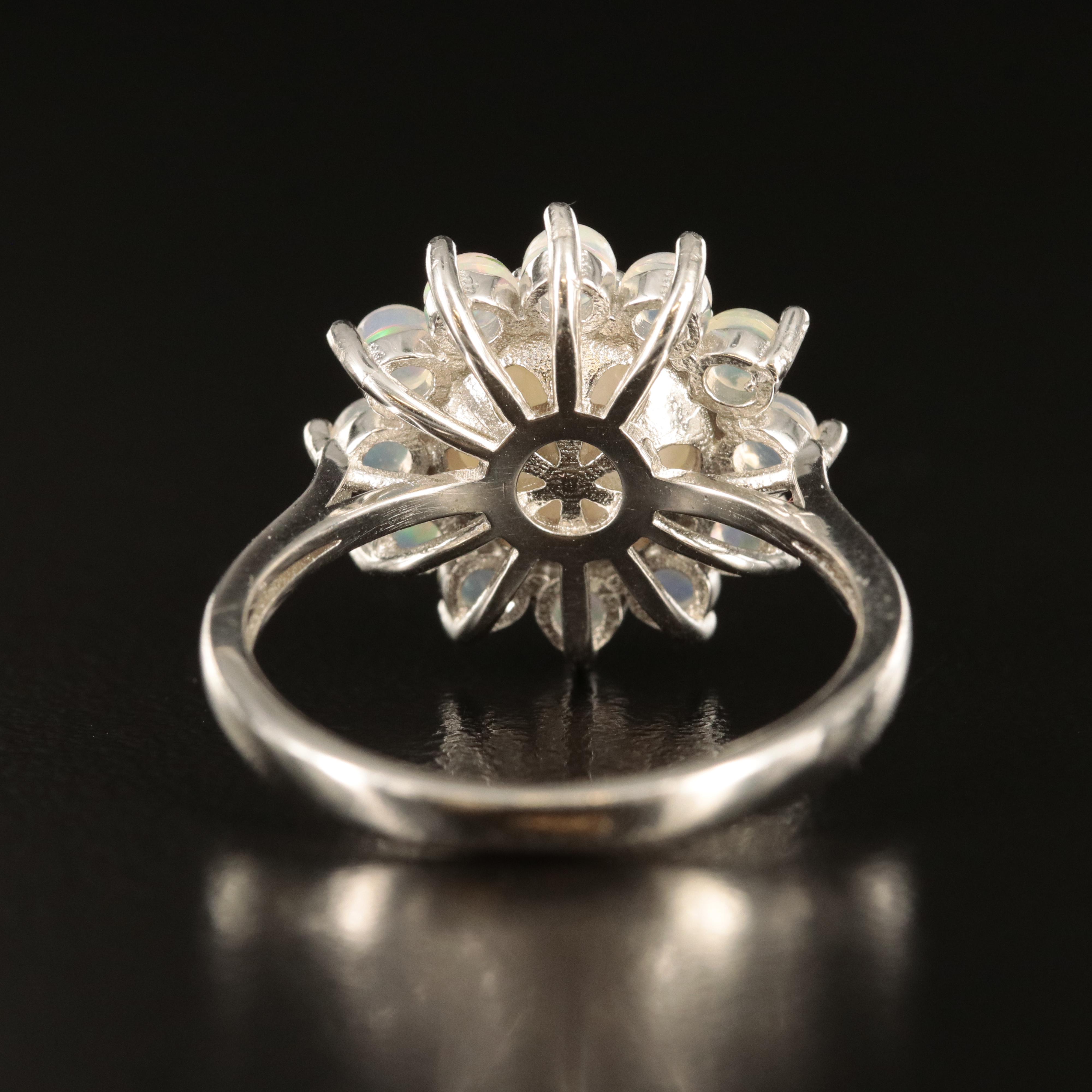 Sterling Pearl and Opal Halo Ring