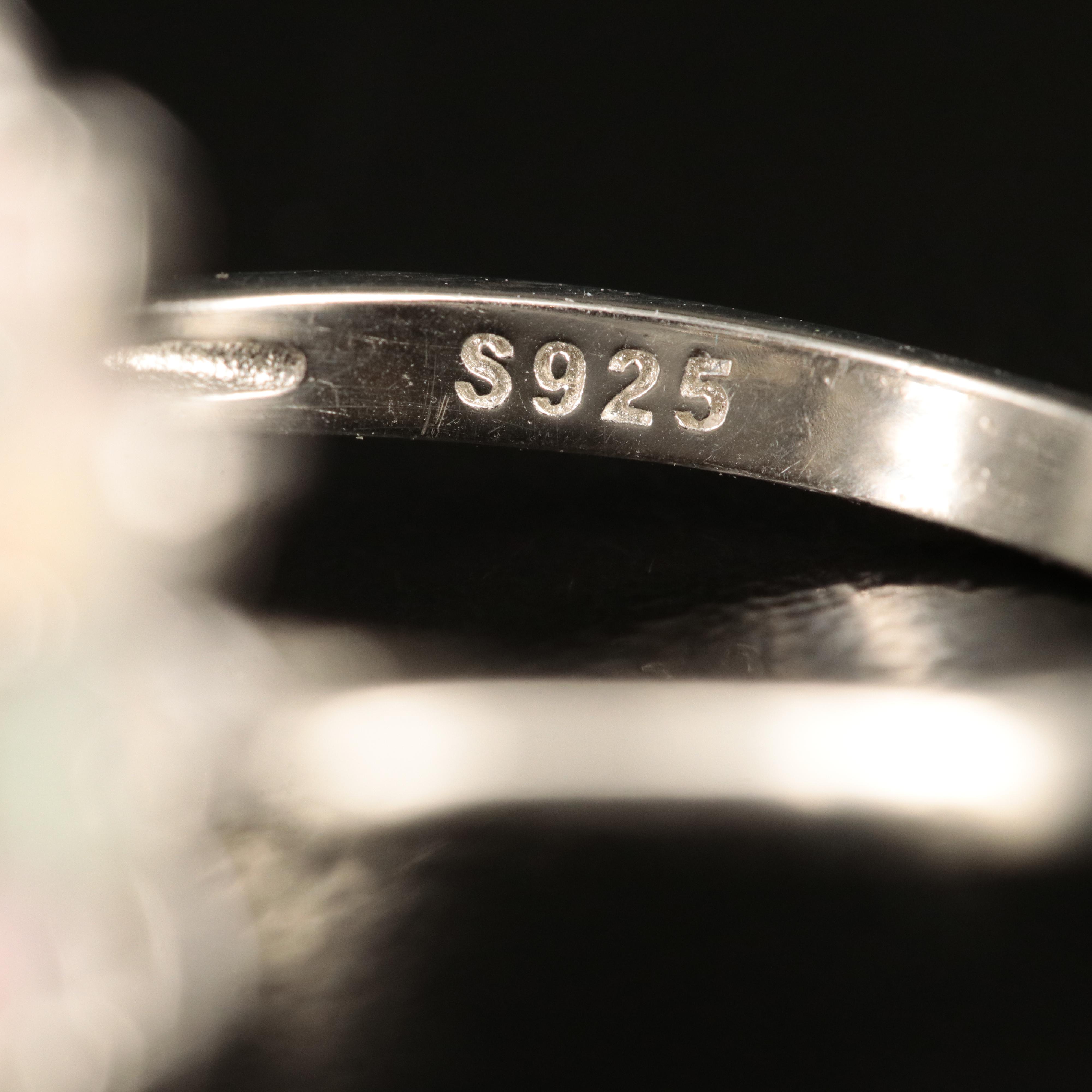 Sterling Pearl and Opal Halo Ring