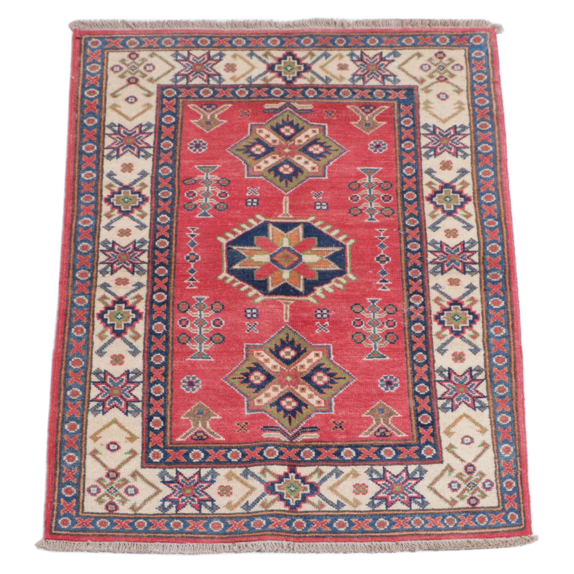 2'10 x 4'3 Hand-Knotted Pakistani Kazak Accent Rug