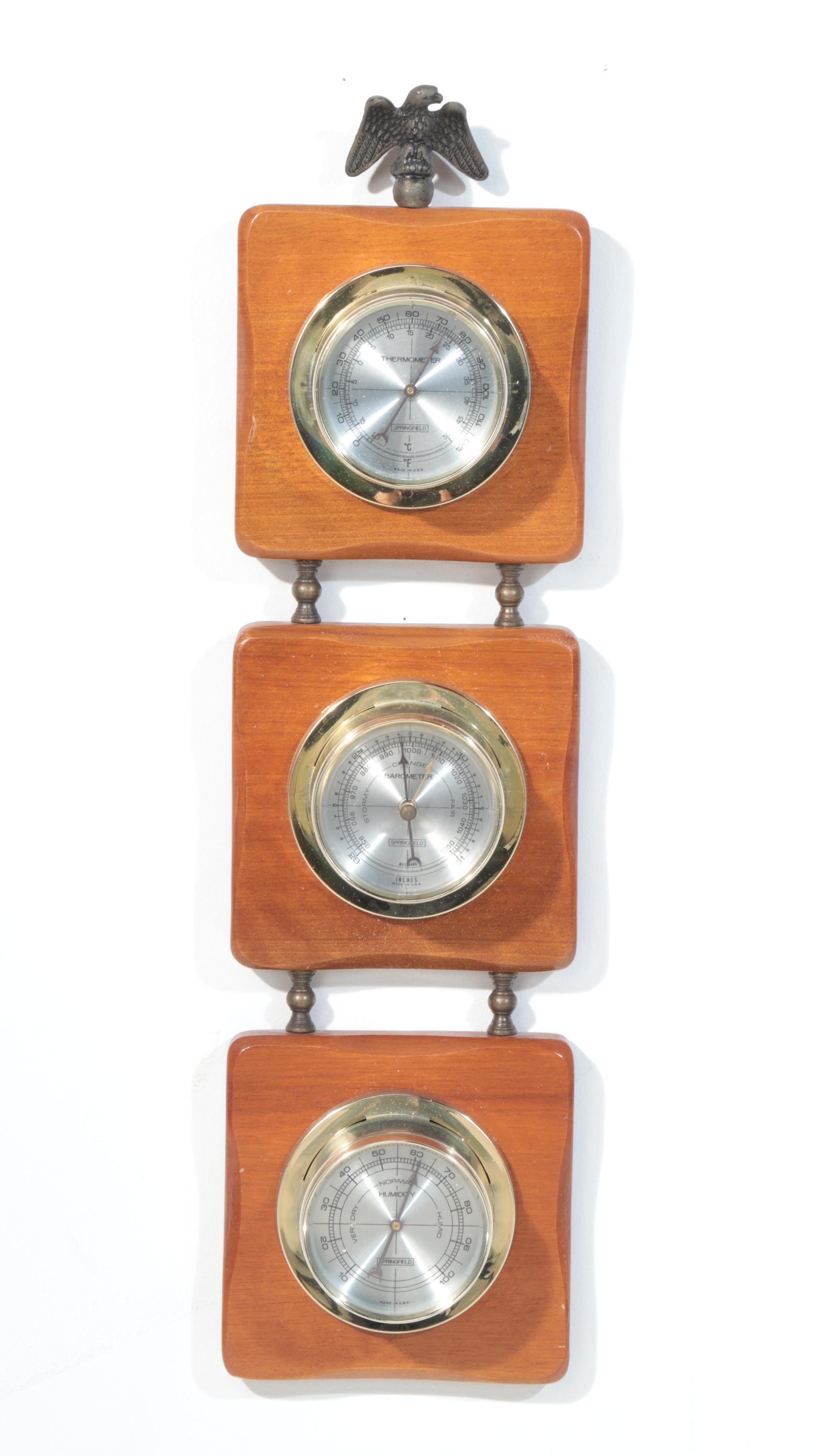 Annin & Co American Flag with Federal Style Springfield Thermometer / Barometer