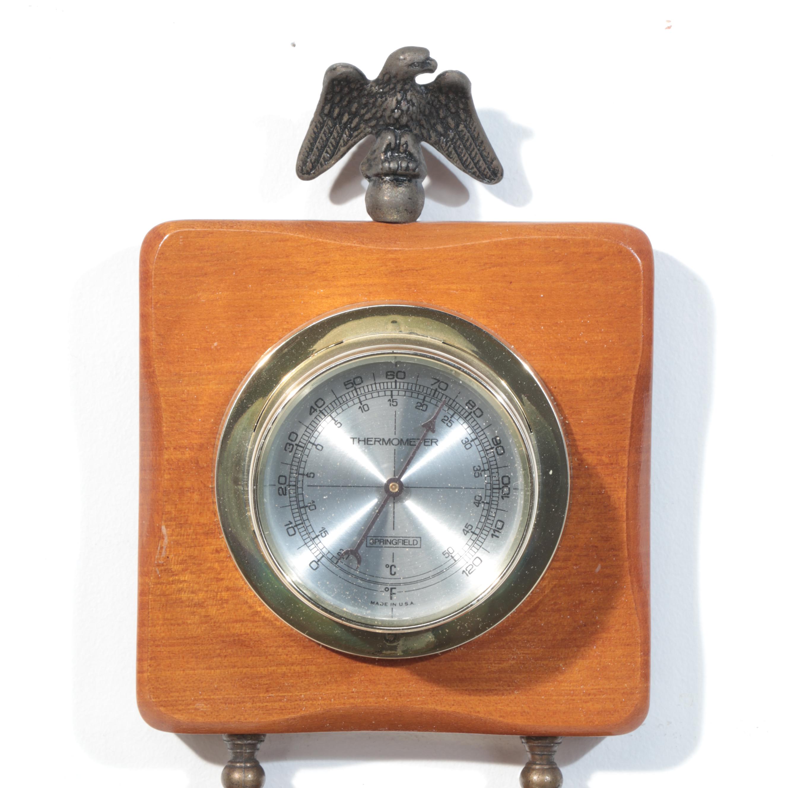 Annin & Co American Flag with Federal Style Springfield Thermometer / Barometer