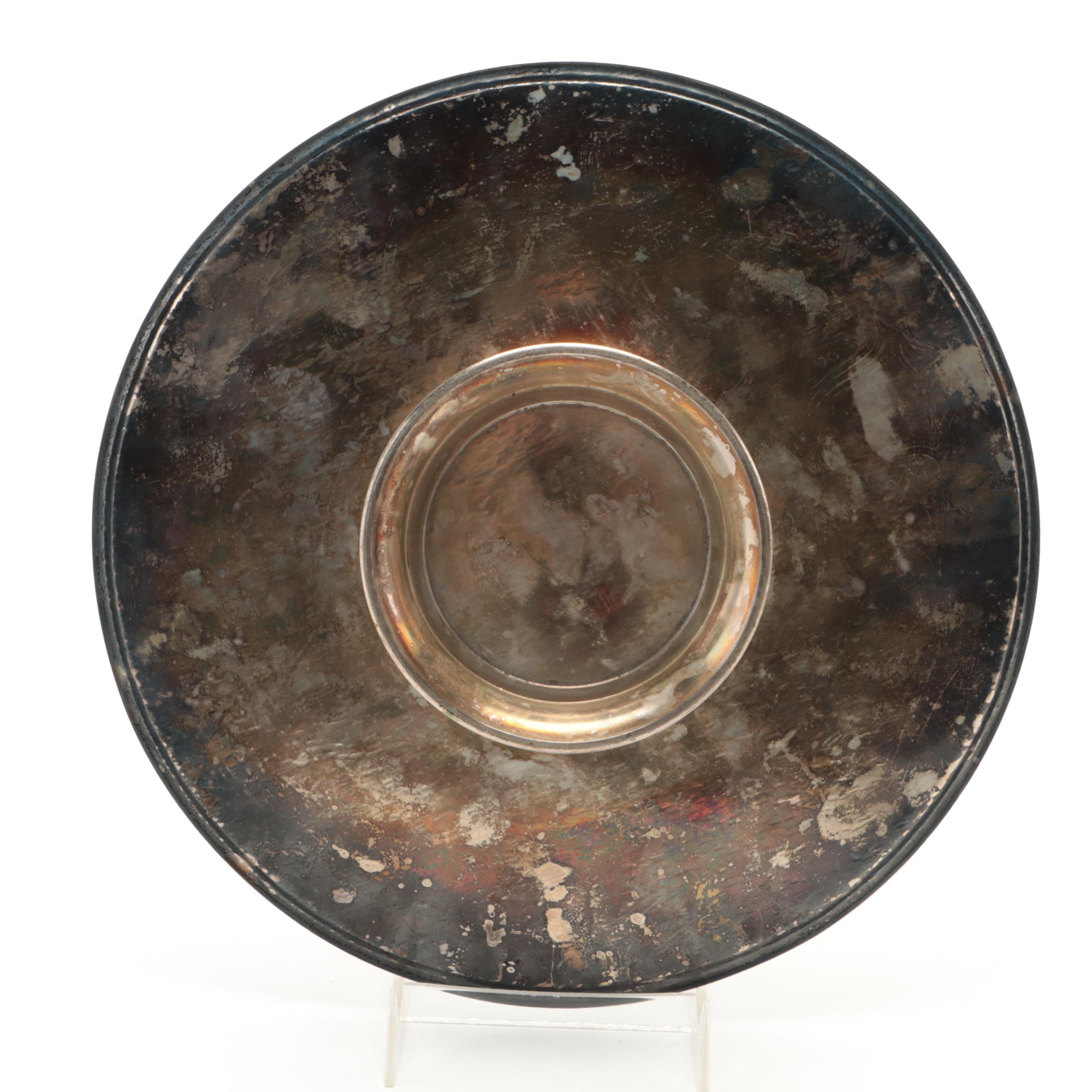 Hammered Silver Plate Tray with Italian Baroque Serving Utensils