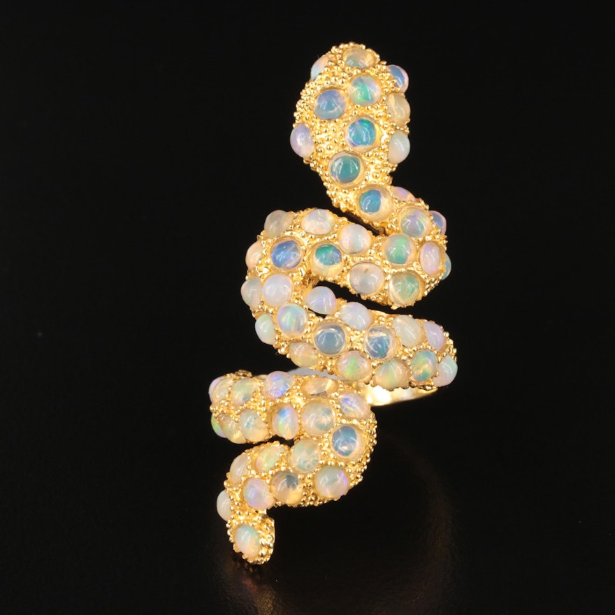 Sterling Opal Snake Ring
