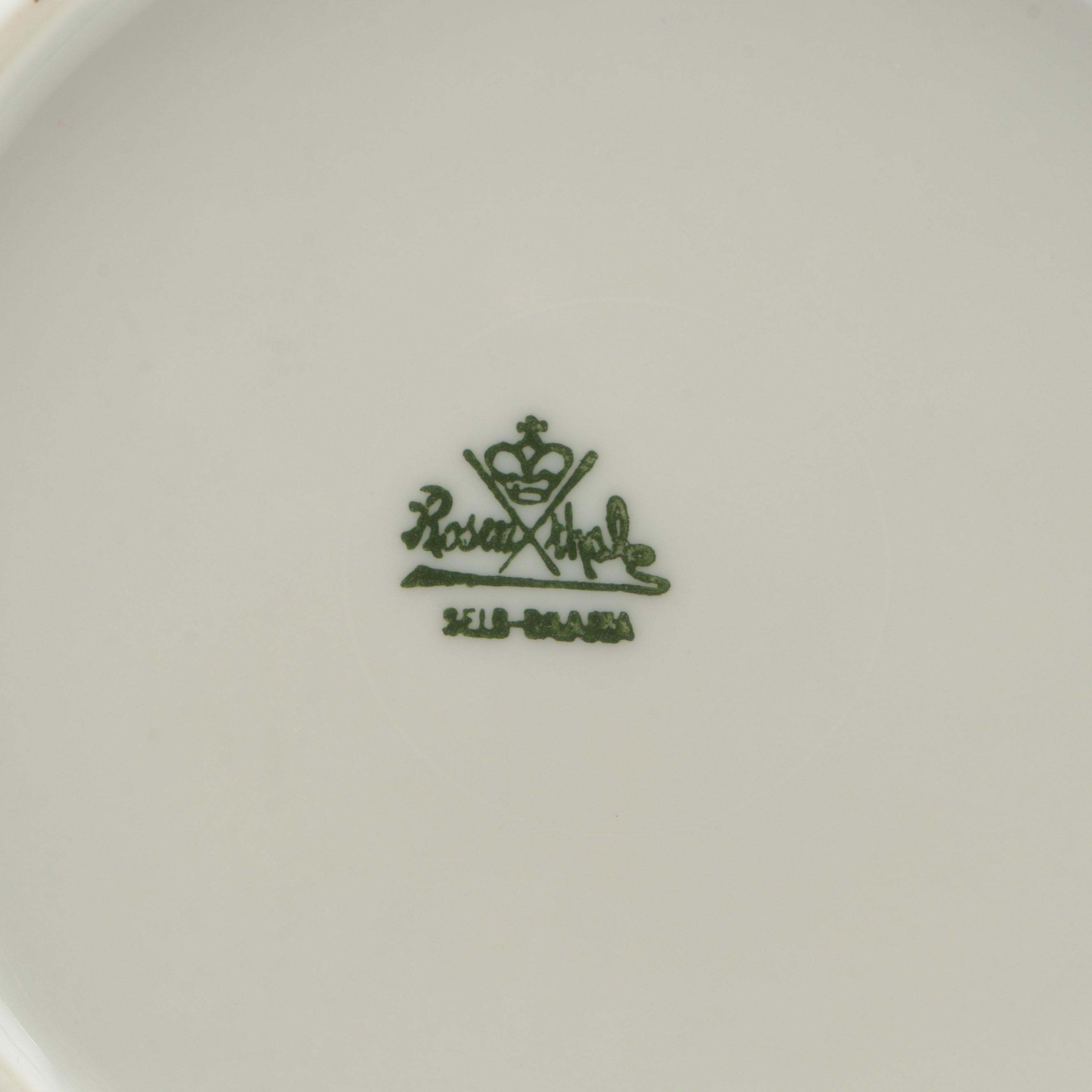 Victorian Hobbyist Hand-Painted Porcelain Cream and Sugar Set with Plates