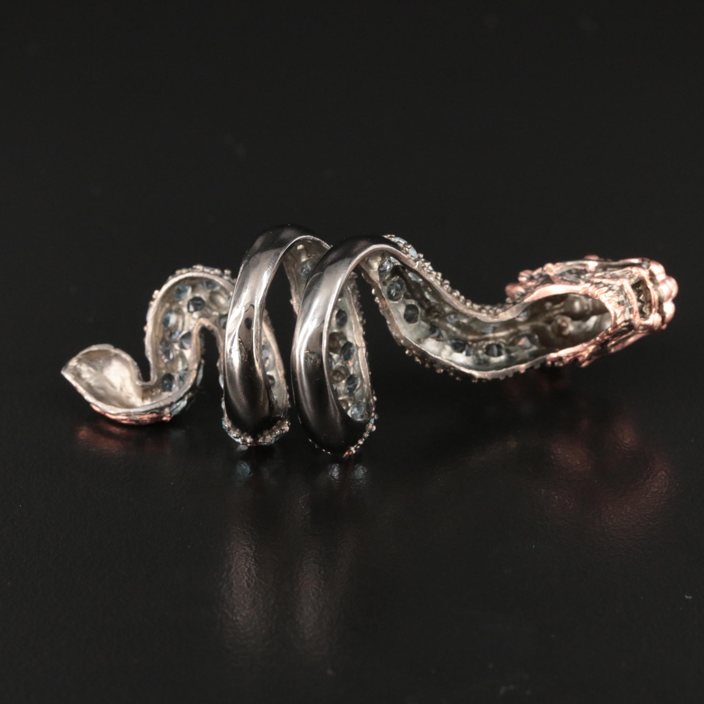 Sterling Aquamarine Wyrm Wrap Ring