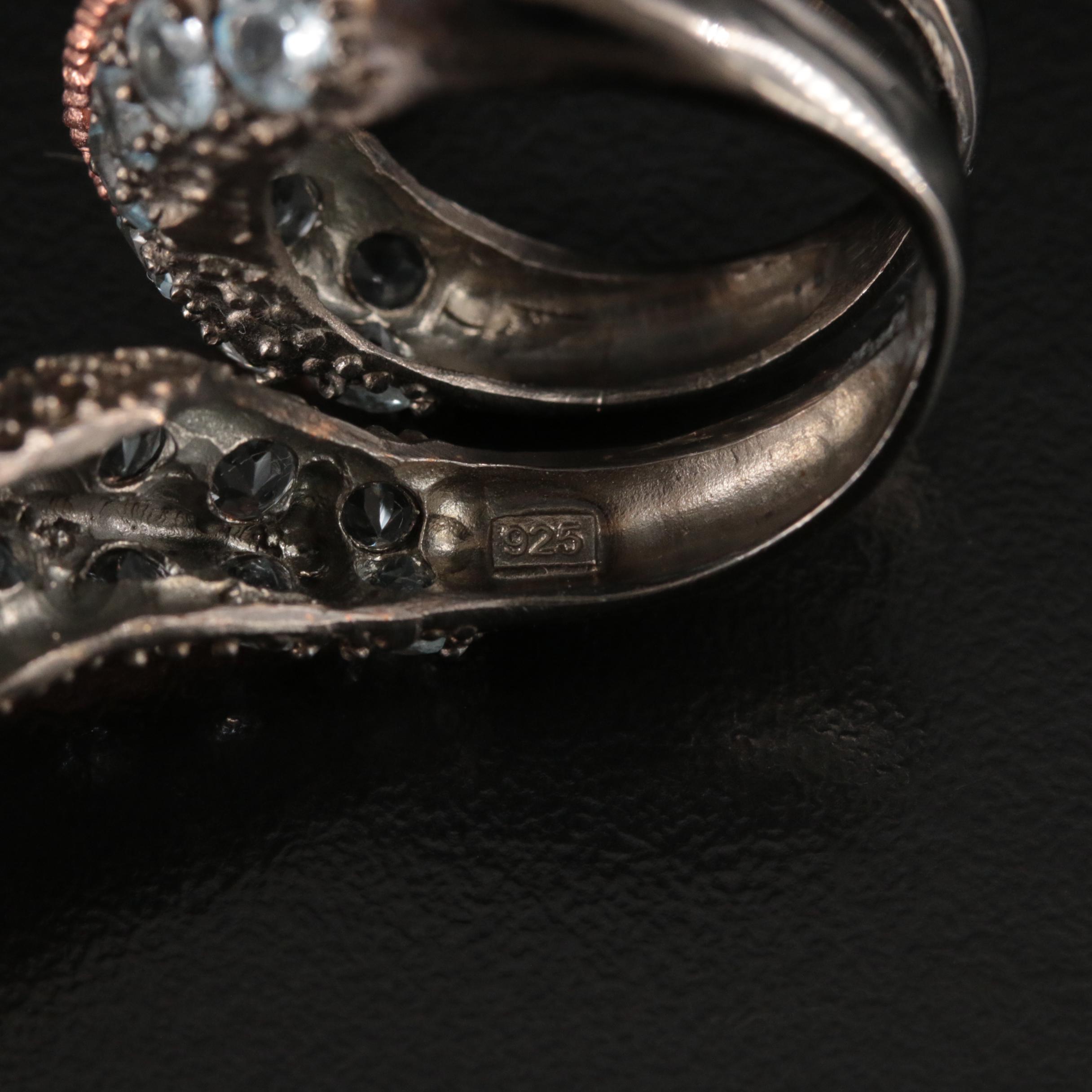 Sterling Aquamarine Wyrm Wrap Ring