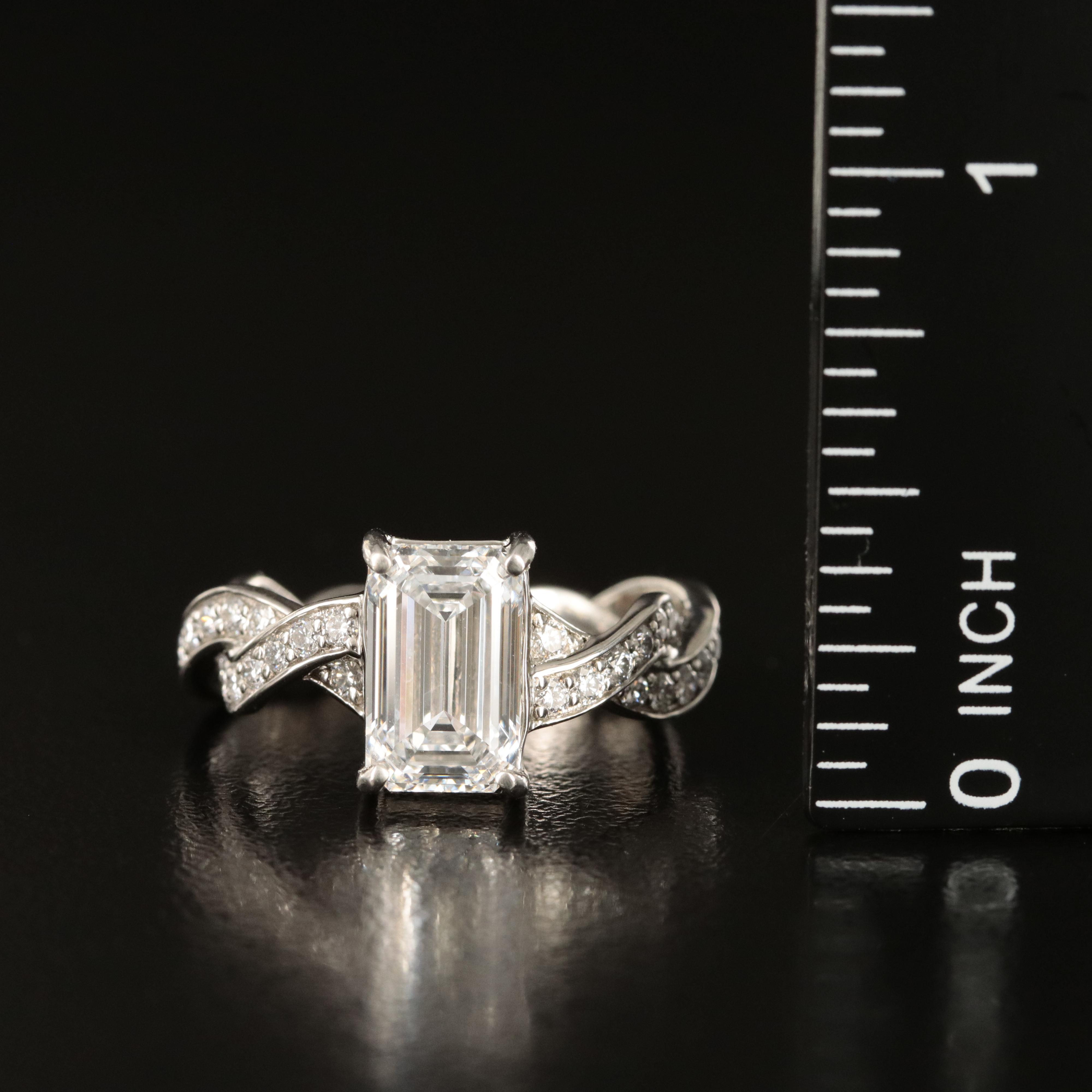 Platinum 3.05 CTW Lab Grown Diamond Ring with Braided Shoulders and IGI Report