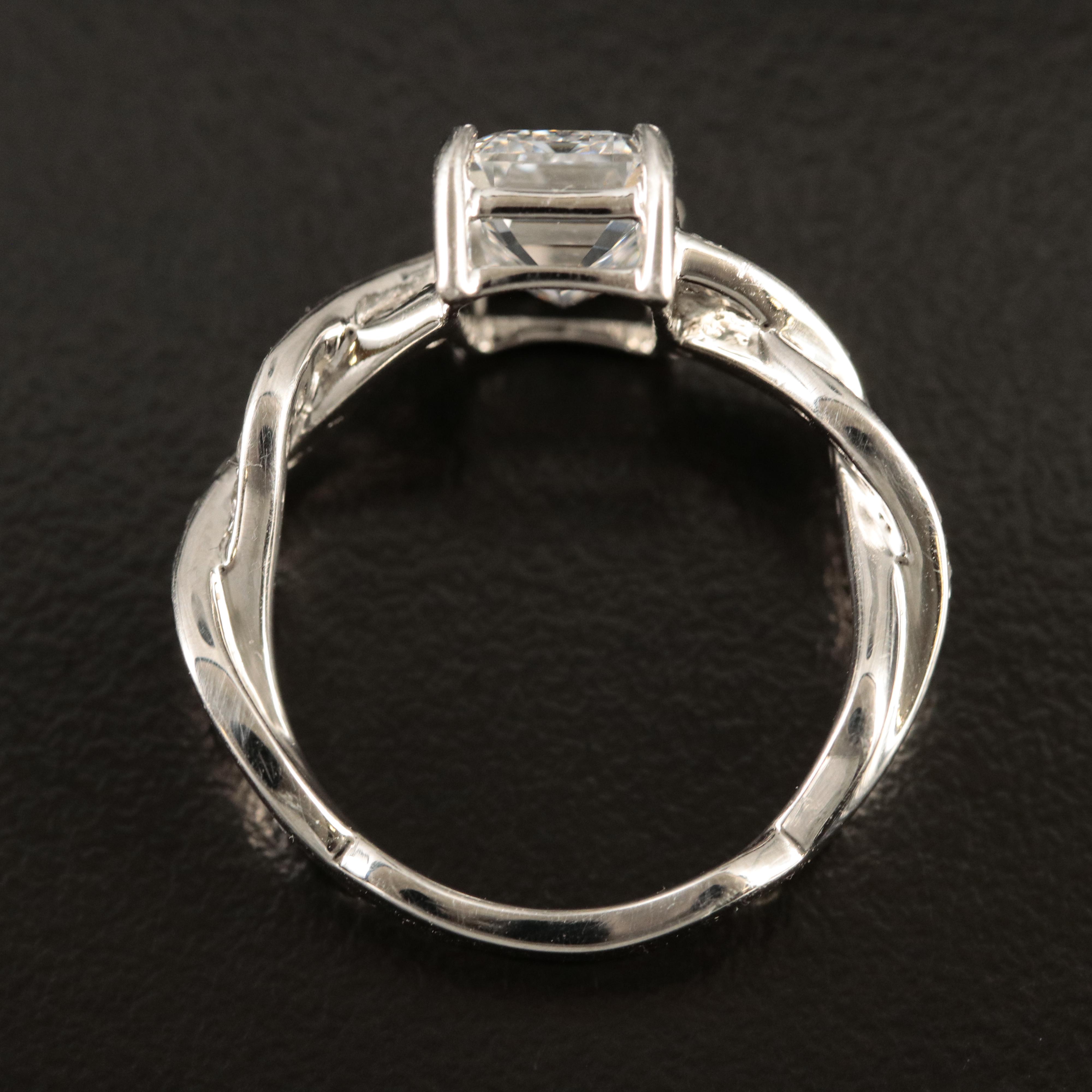 Platinum 3.05 CTW Lab Grown Diamond Ring with Braided Shoulders and IGI Report