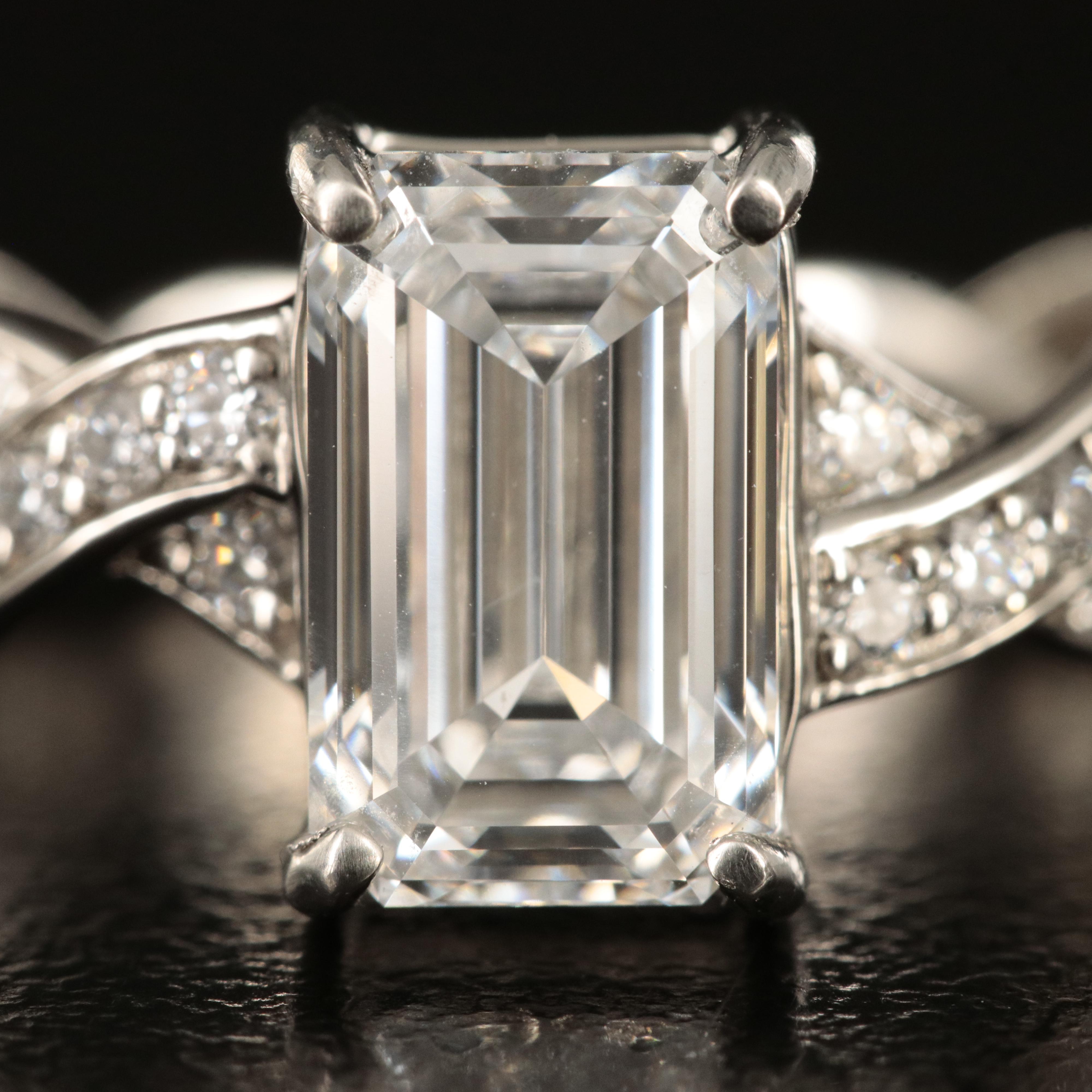 Platinum 3.05 CTW Lab Grown Diamond Ring with Braided Shoulders and IGI Report