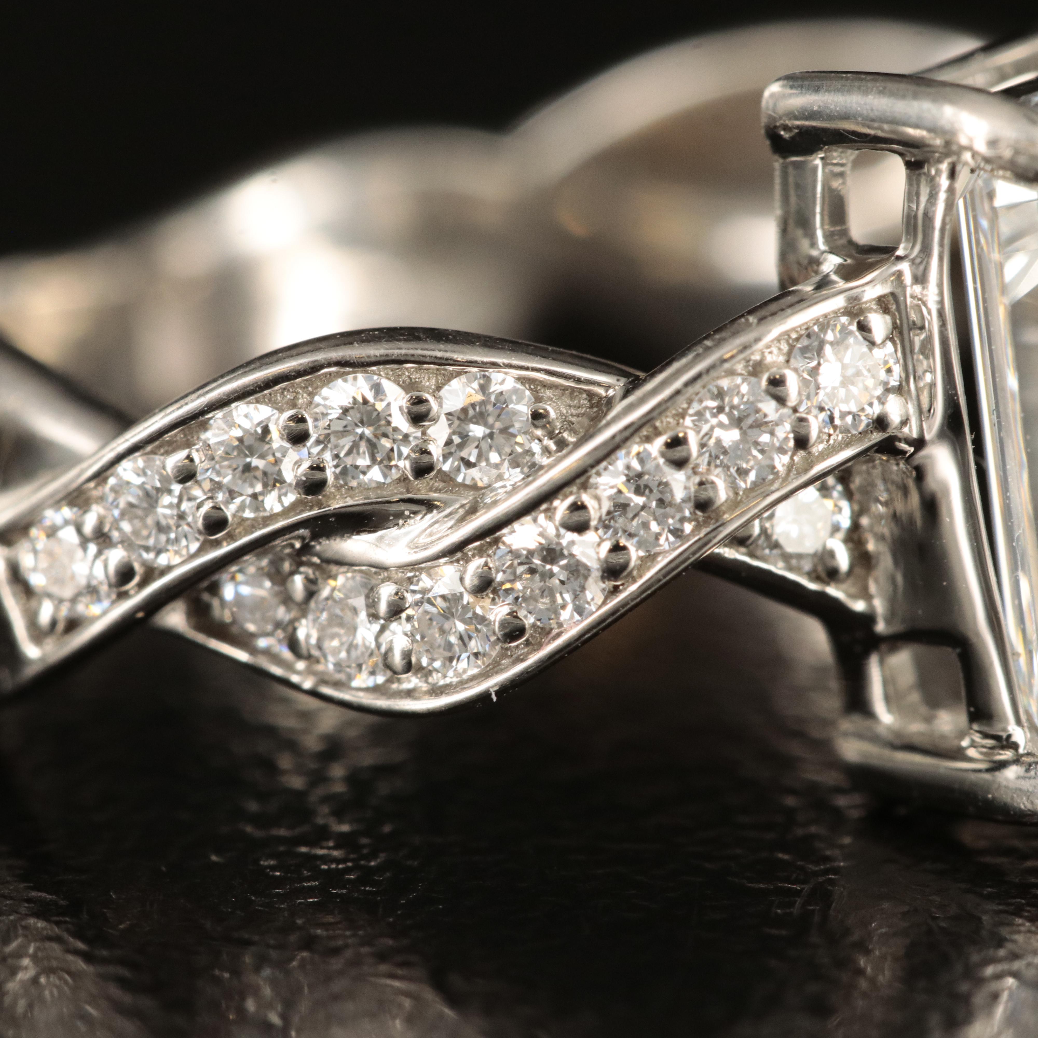 Platinum 3.05 CTW Lab Grown Diamond Ring with Braided Shoulders and IGI Report