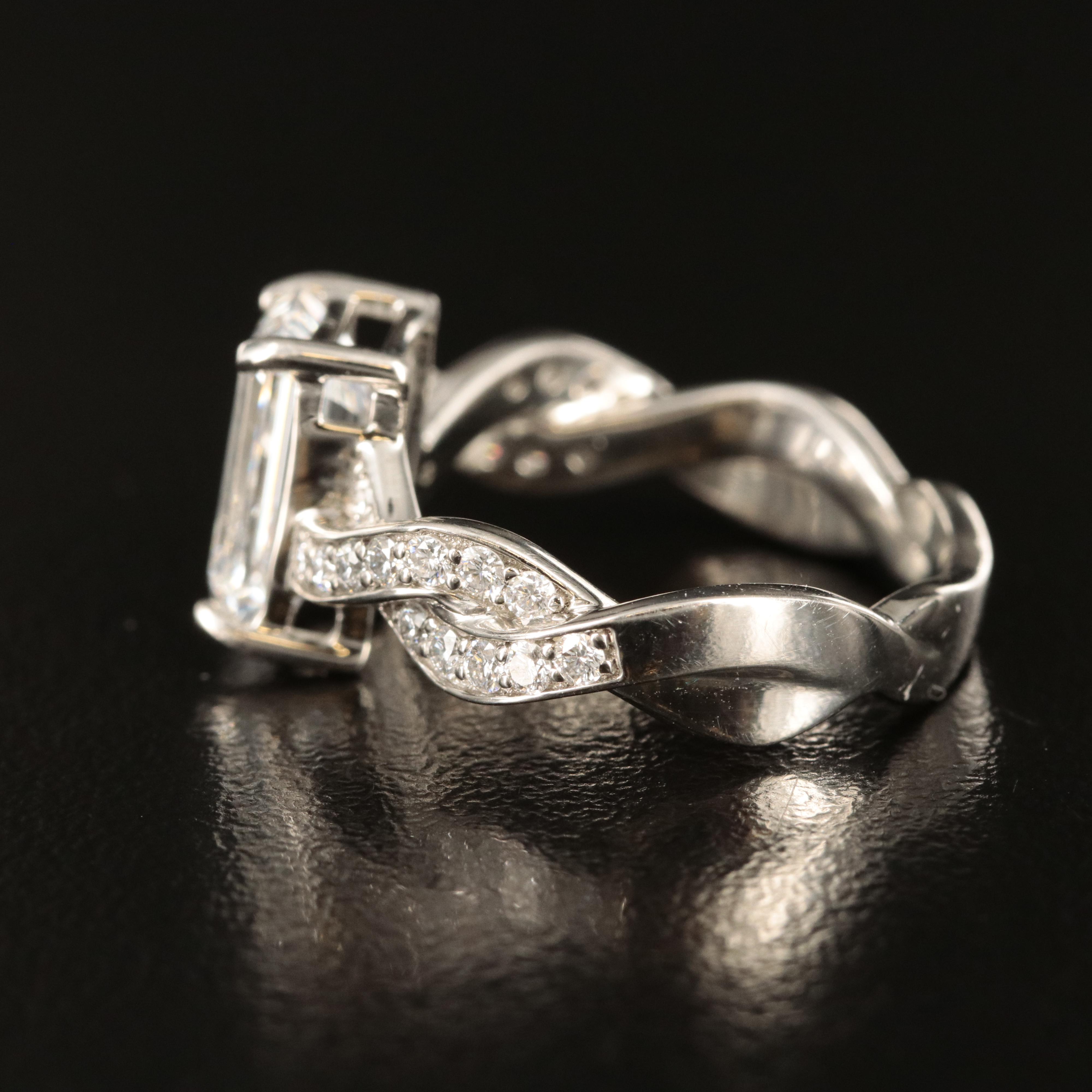 Platinum 3.05 CTW Lab Grown Diamond Ring with Braided Shoulders and IGI Report