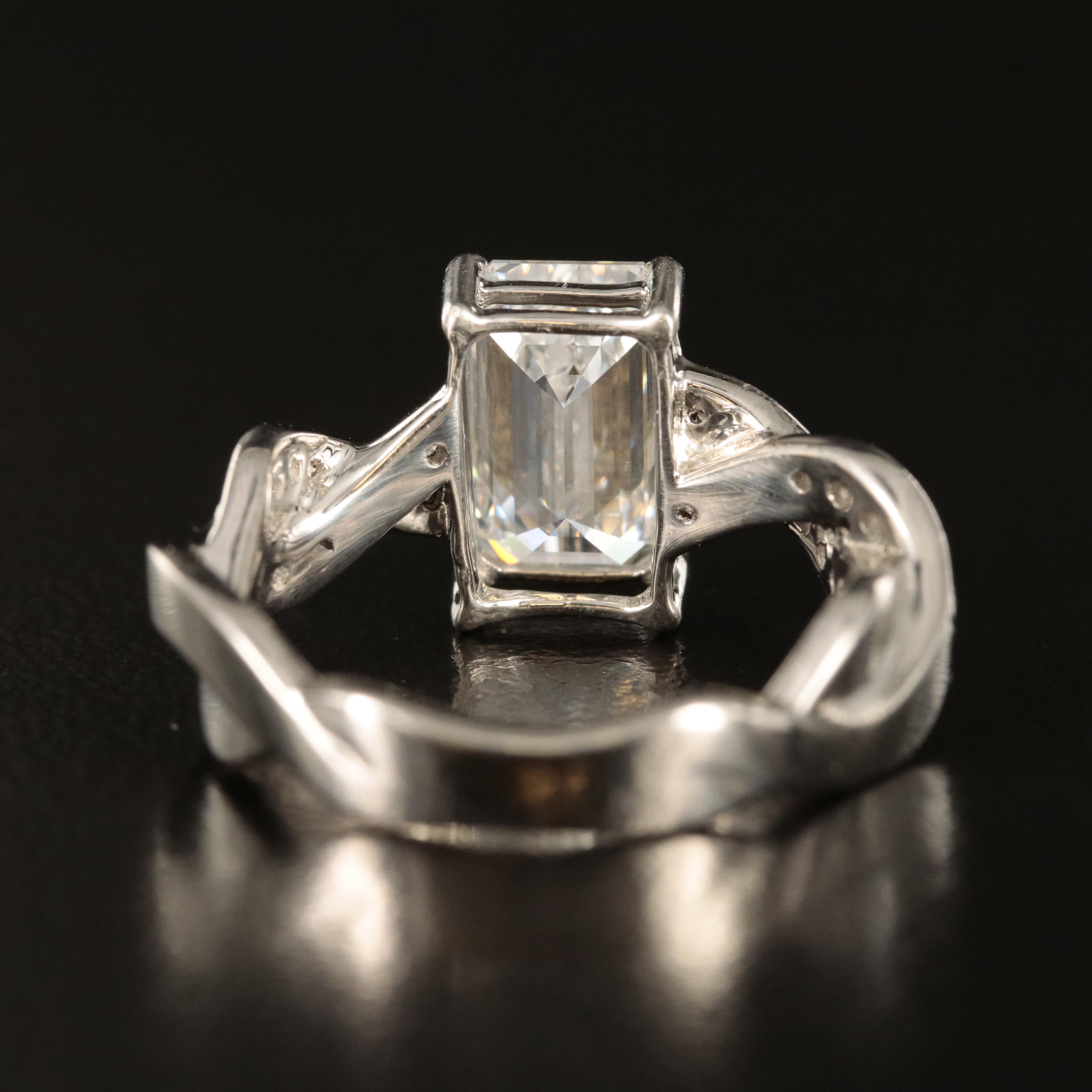 Platinum 3.05 CTW Lab Grown Diamond Ring with Braided Shoulders and IGI Report
