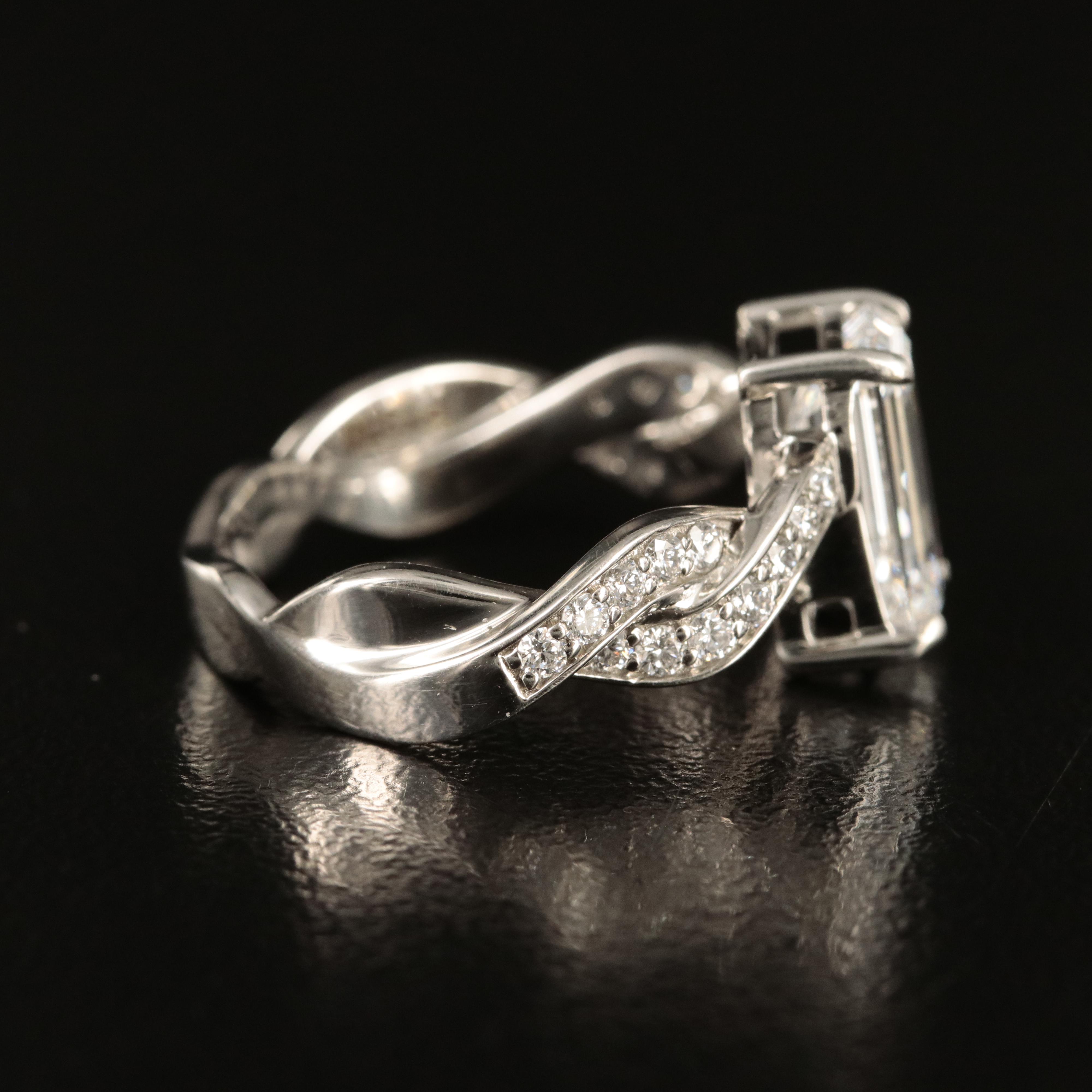 Platinum 3.05 CTW Lab Grown Diamond Ring with Braided Shoulders and IGI Report