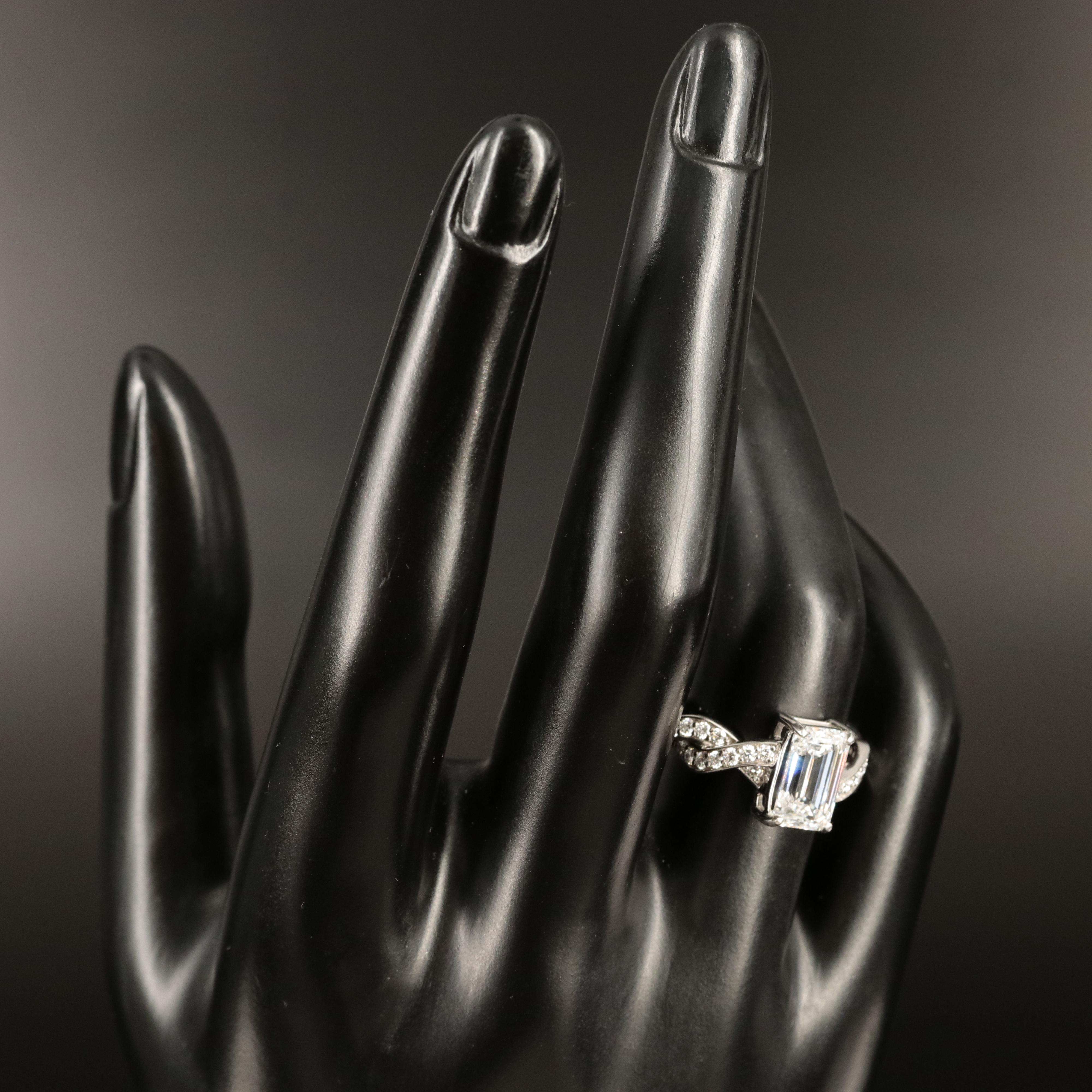 Platinum 3.05 CTW Lab Grown Diamond Ring with Braided Shoulders and IGI Report