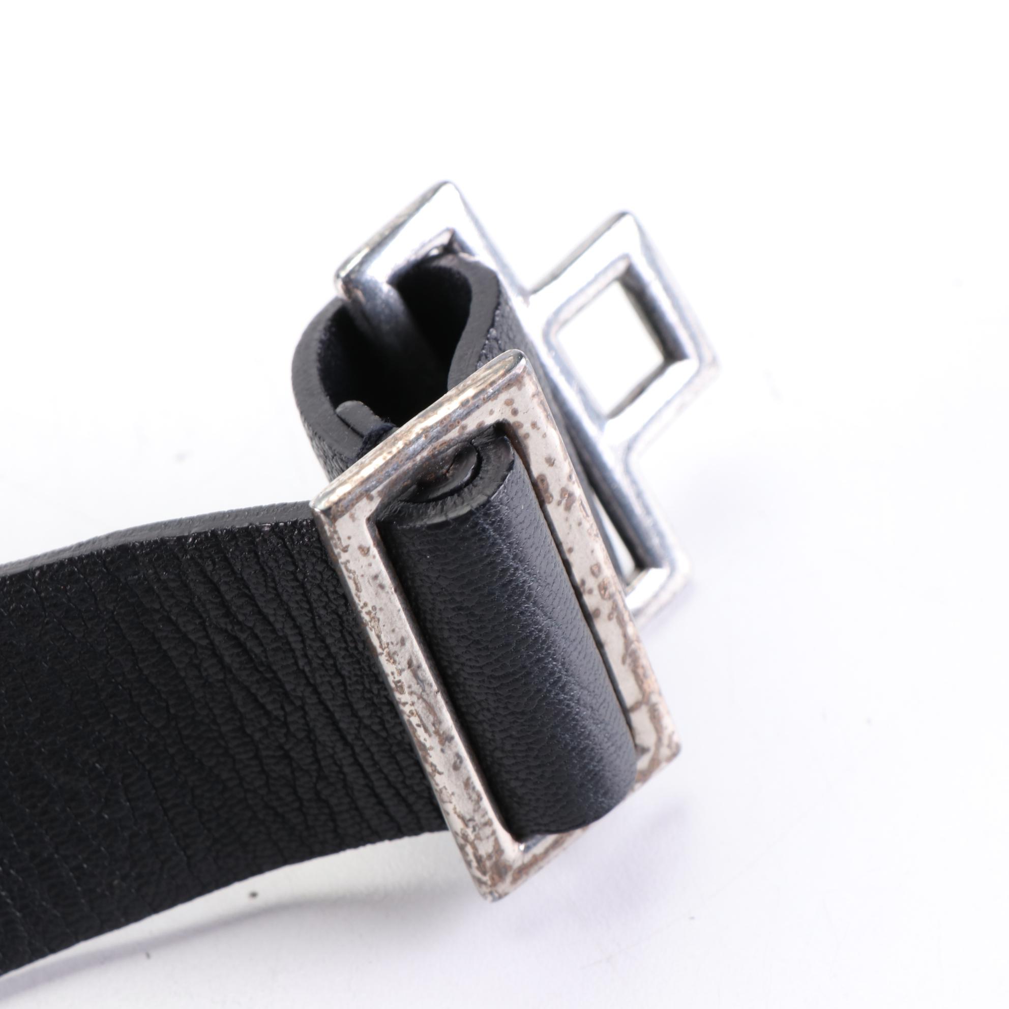 Jil Sander Leather Belt with Laurel Wreath Buckle