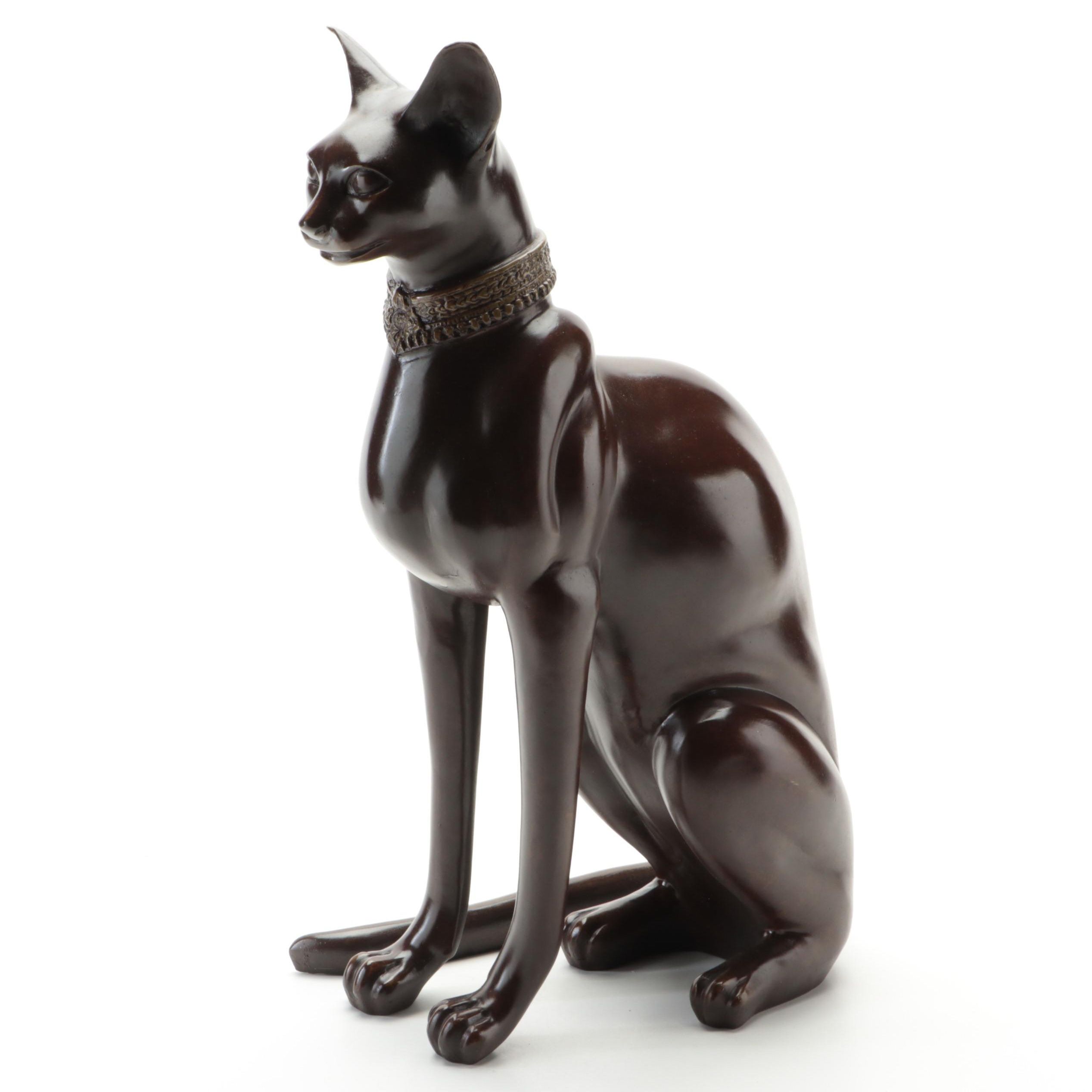 Mid Century Modern Cat Sculpture After Tiot