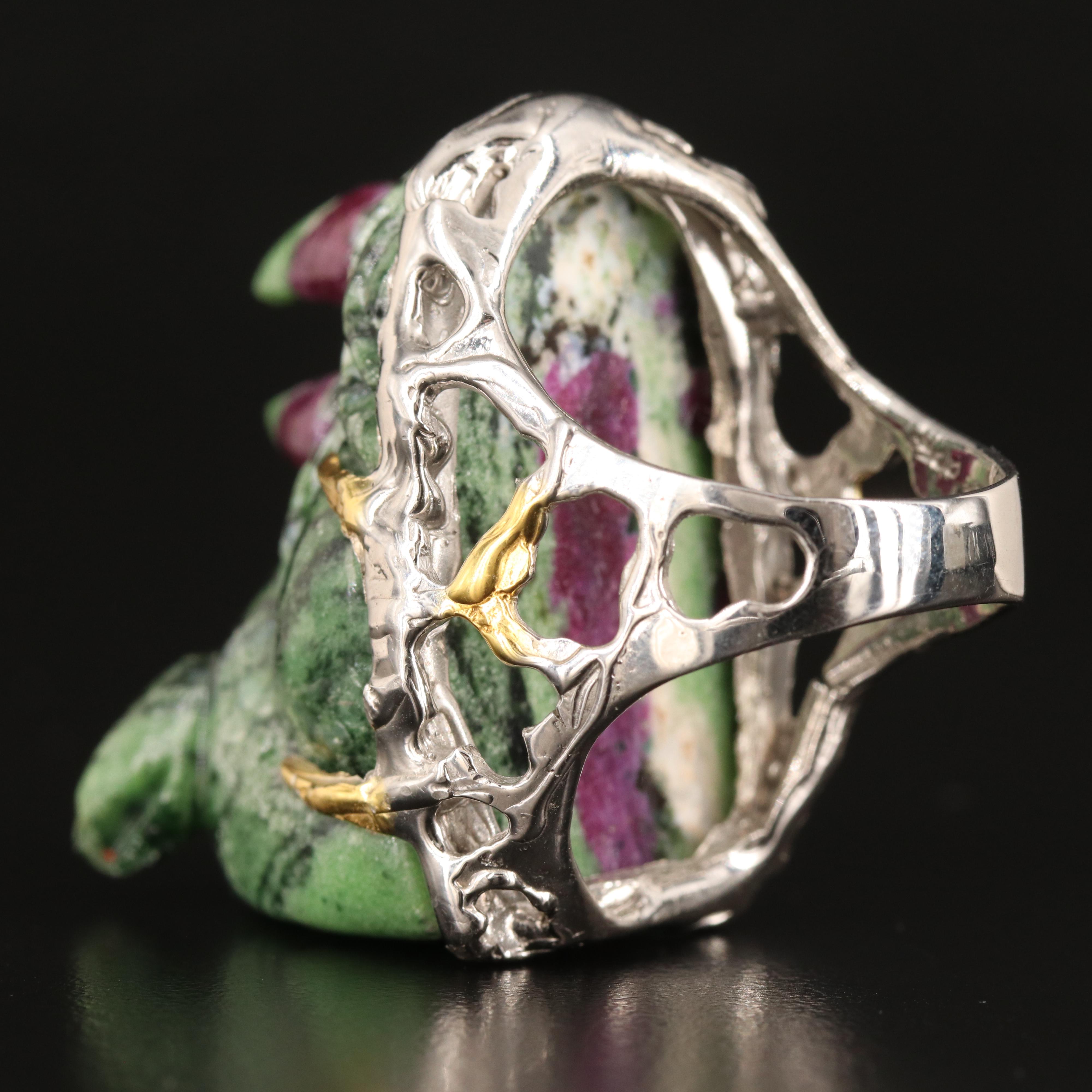 Sterling Ruby in Zoisite Rhinoceros Ring