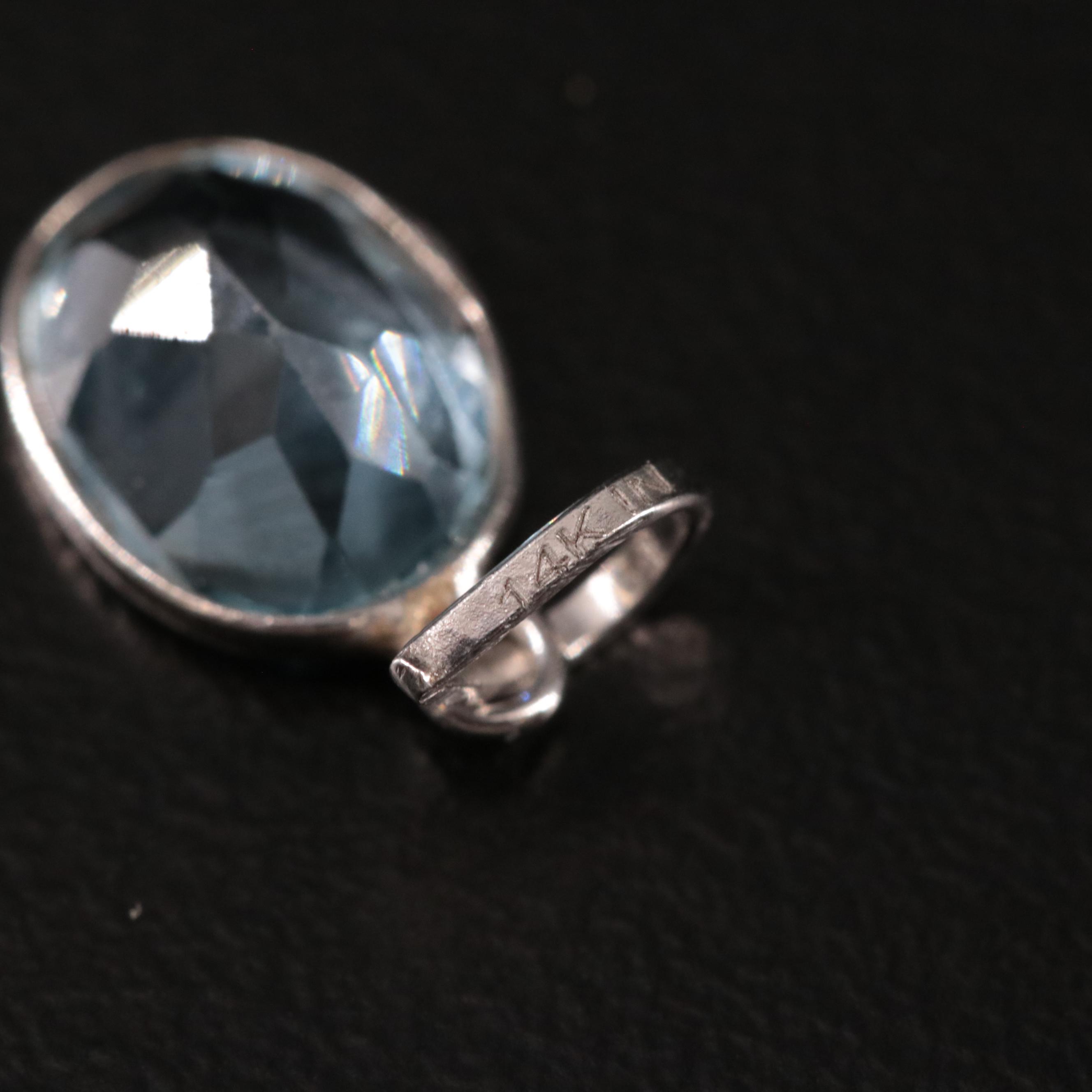 14K Blue Topaz Pendant