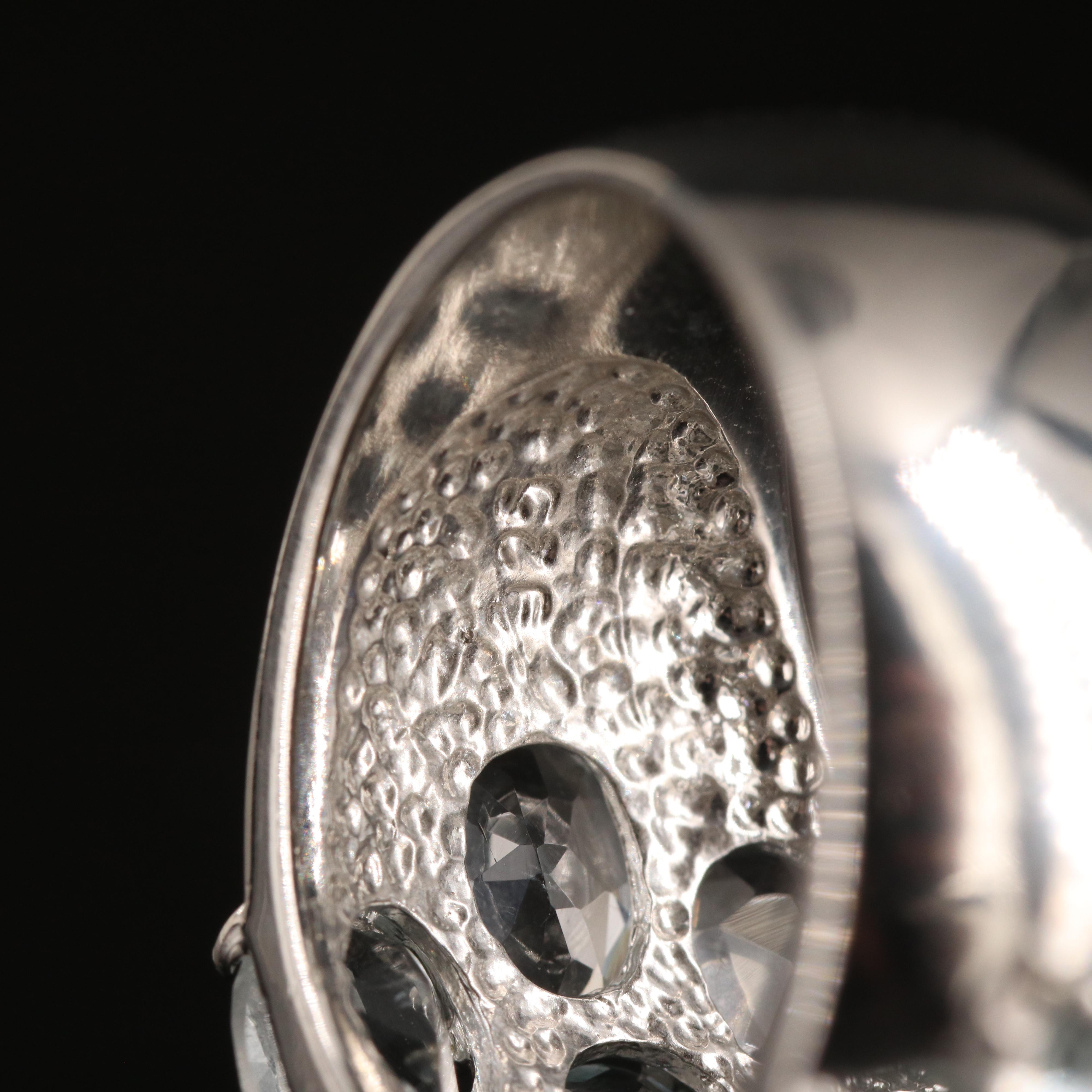 Sterling Aquamarine Triple Row Ring