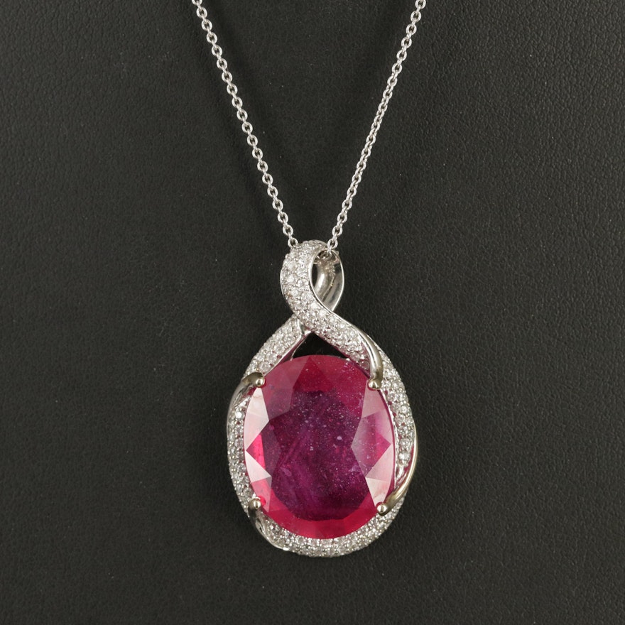 18K Corundum and 1.05 CTW Diamond Pendant on 14K Pendant