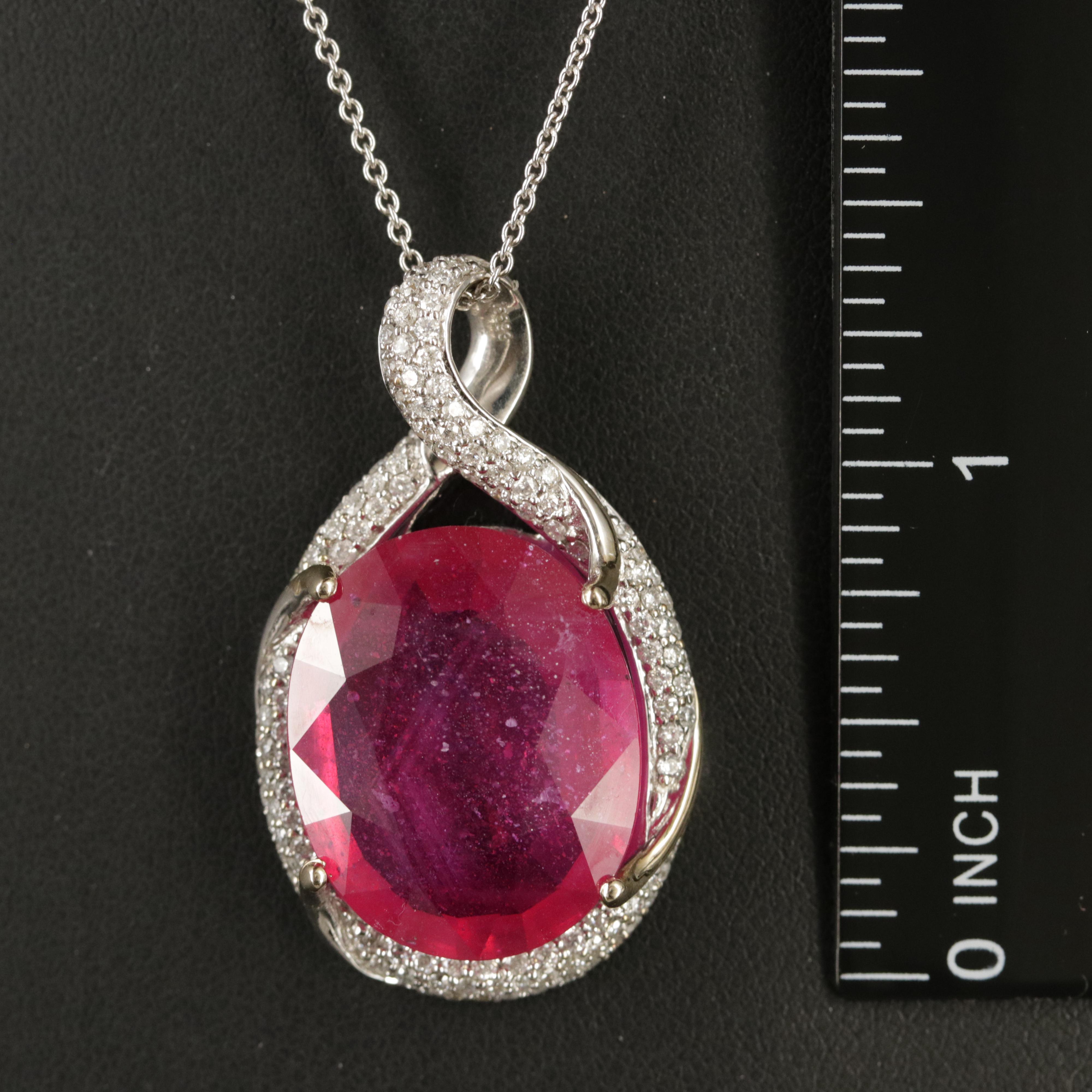 18K Corundum and 1.05 CTW Diamond Pendant on 14K Pendant