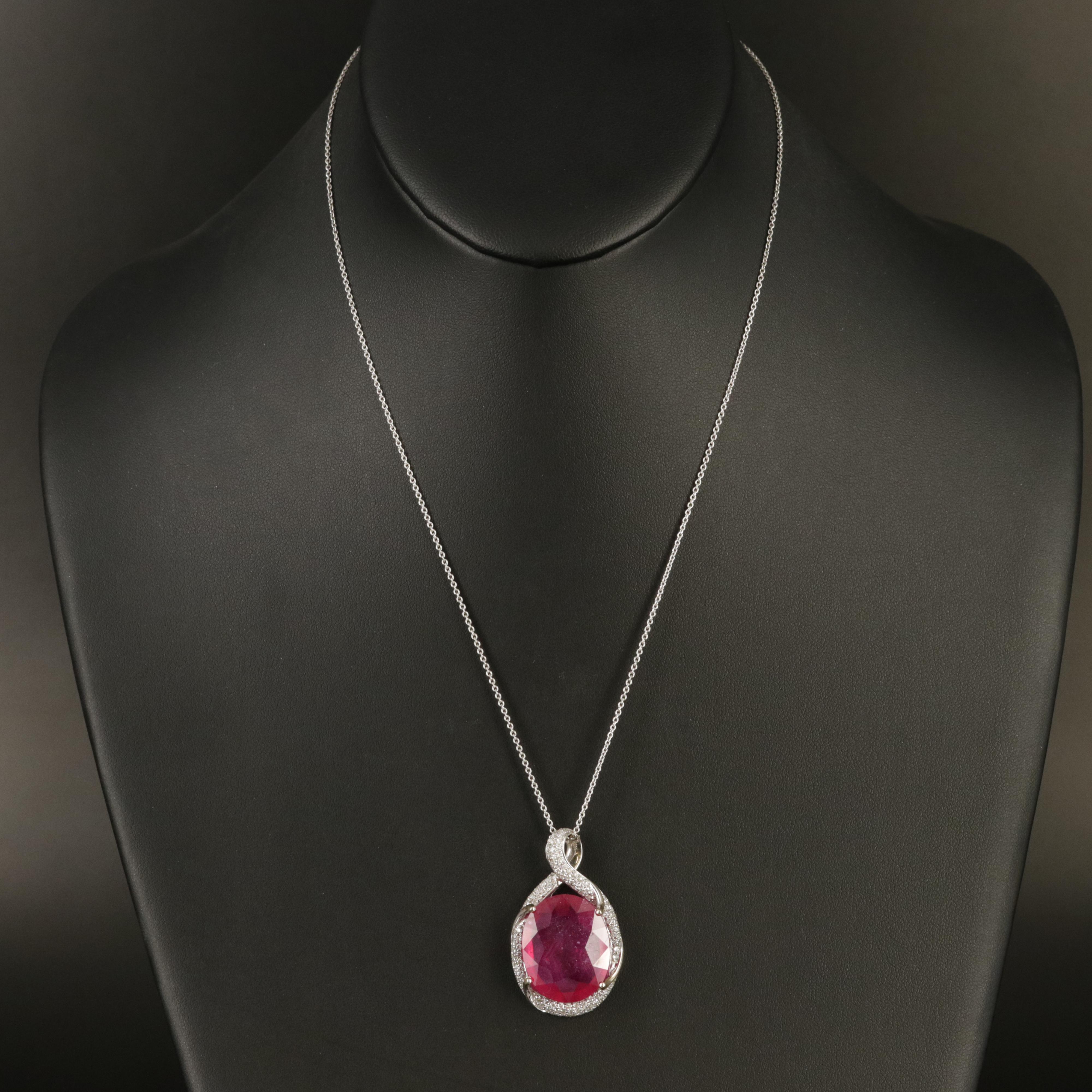 18K Corundum and 1.05 CTW Diamond Pendant on 14K Pendant