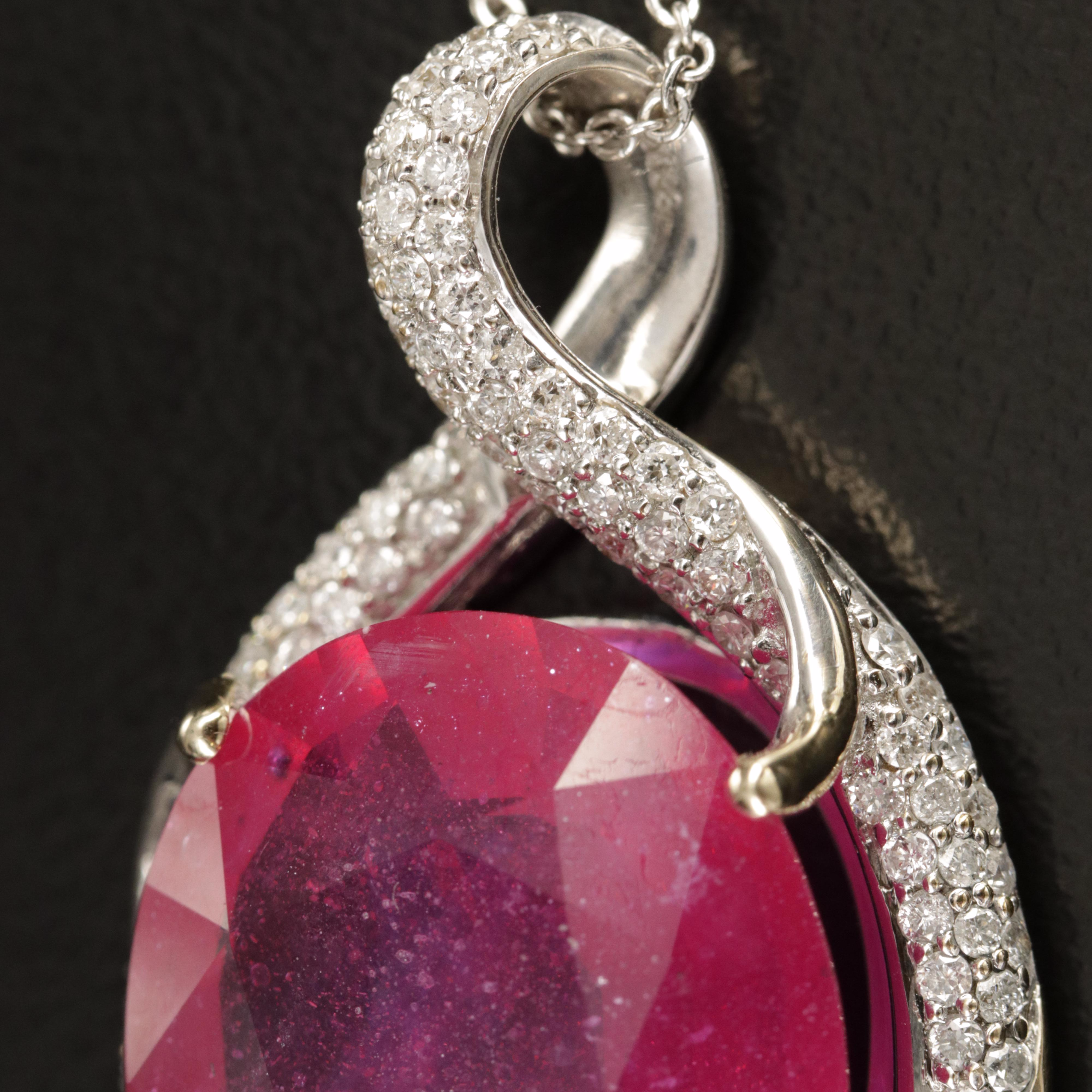 18K Corundum and 1.05 CTW Diamond Pendant on 14K Pendant