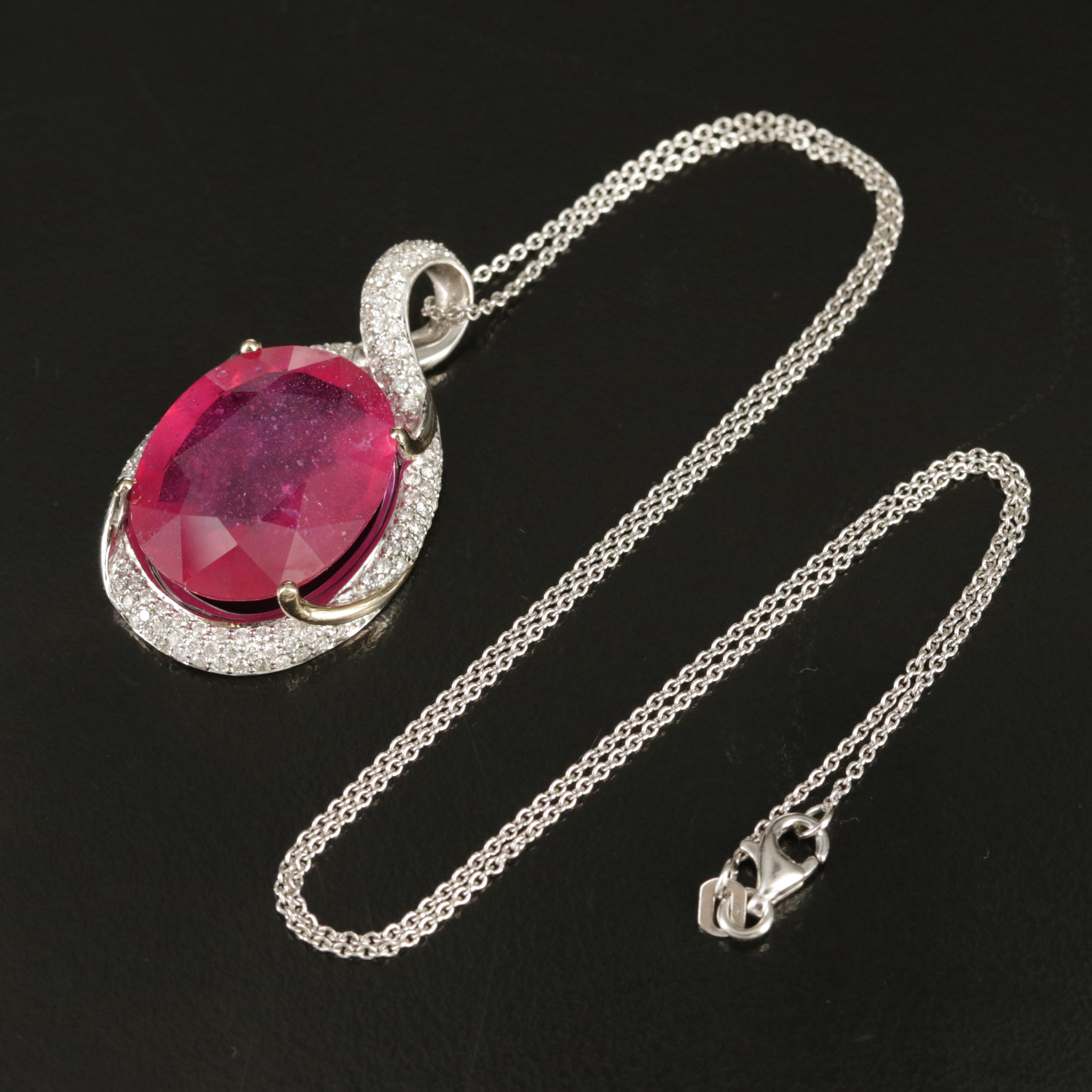 18K Corundum and 1.05 CTW Diamond Pendant on 14K Pendant