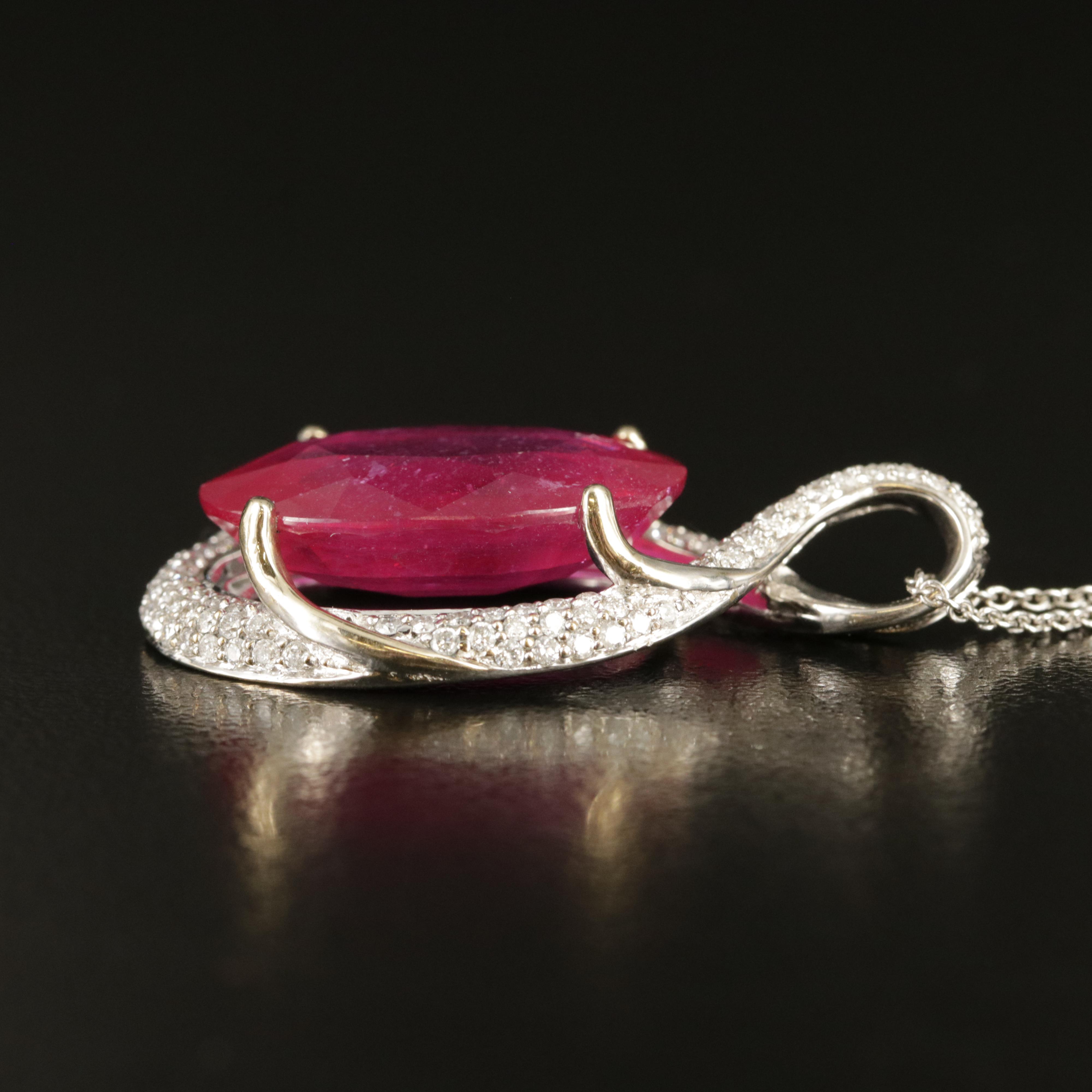 18K Corundum and 1.05 CTW Diamond Pendant on 14K Pendant