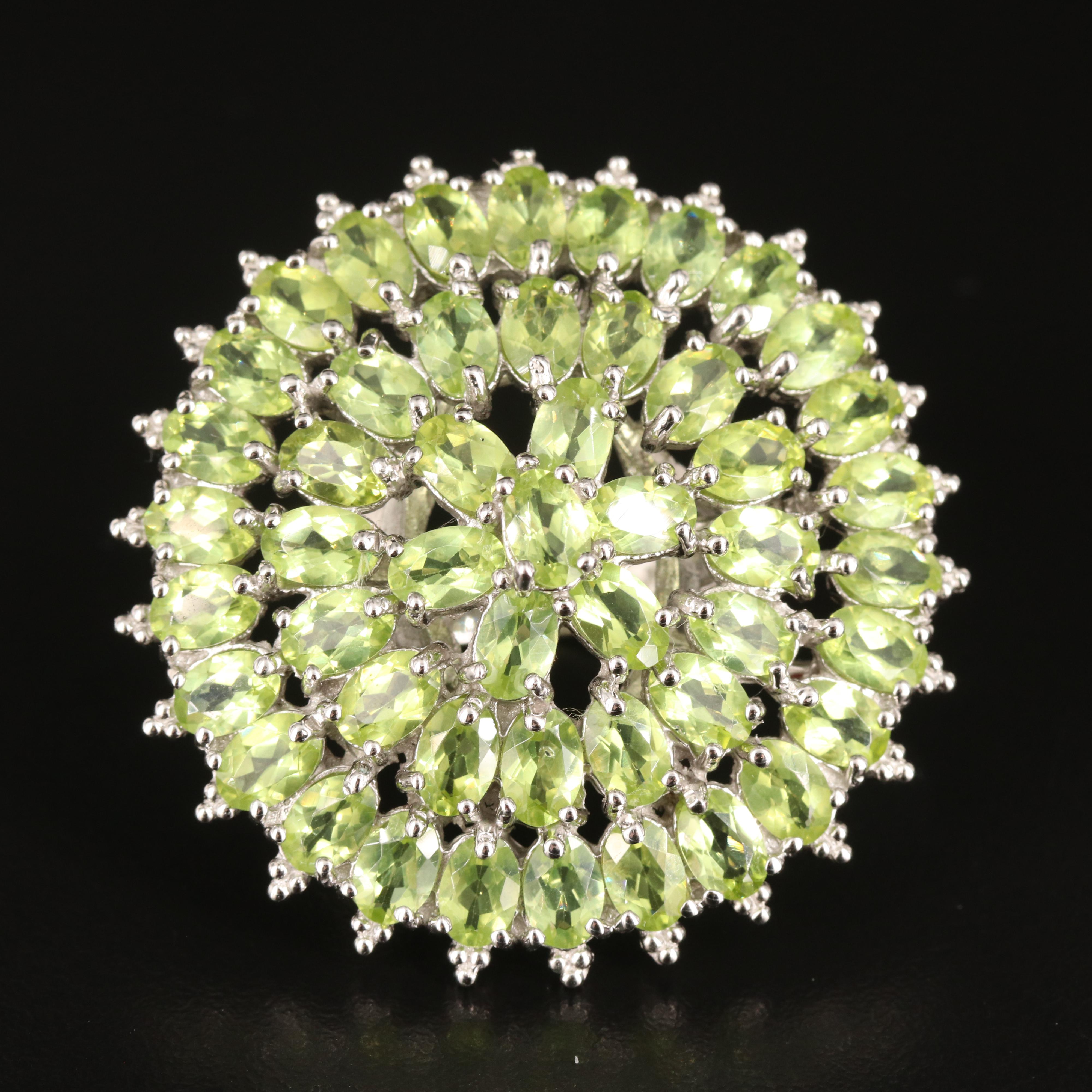 Sterling Peridot Disk Ring